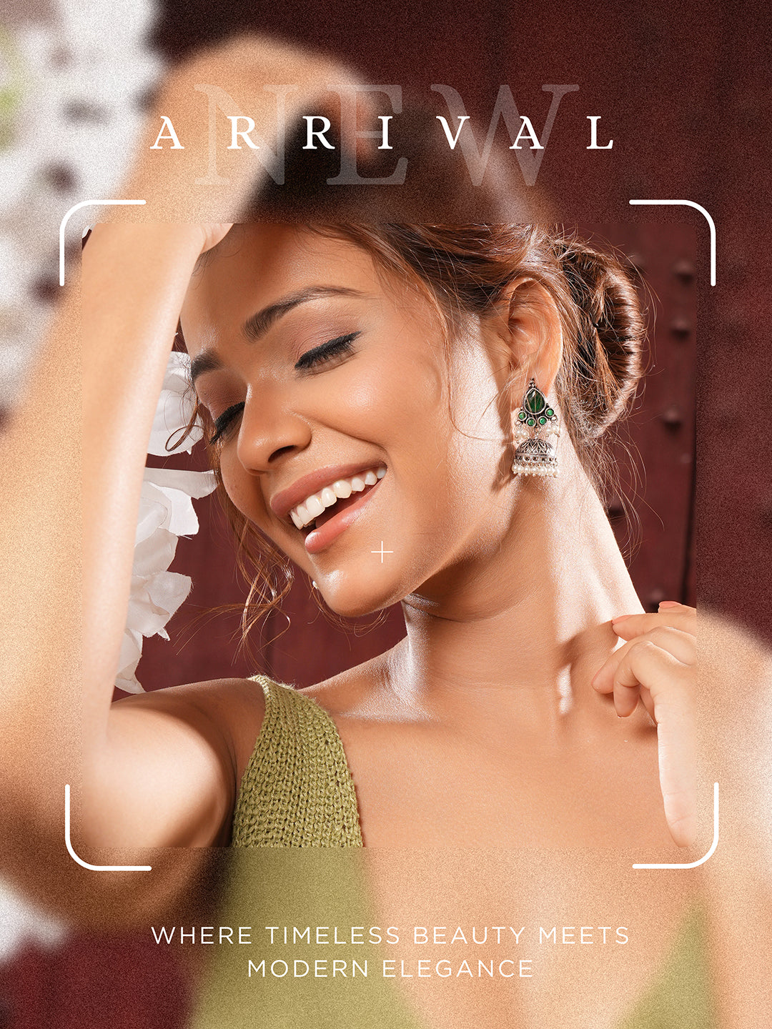 Oxidised Silver Toned Emerald Green AD Zircon & Pearl Beaded Dangler Minimal  Jhumka Earrings