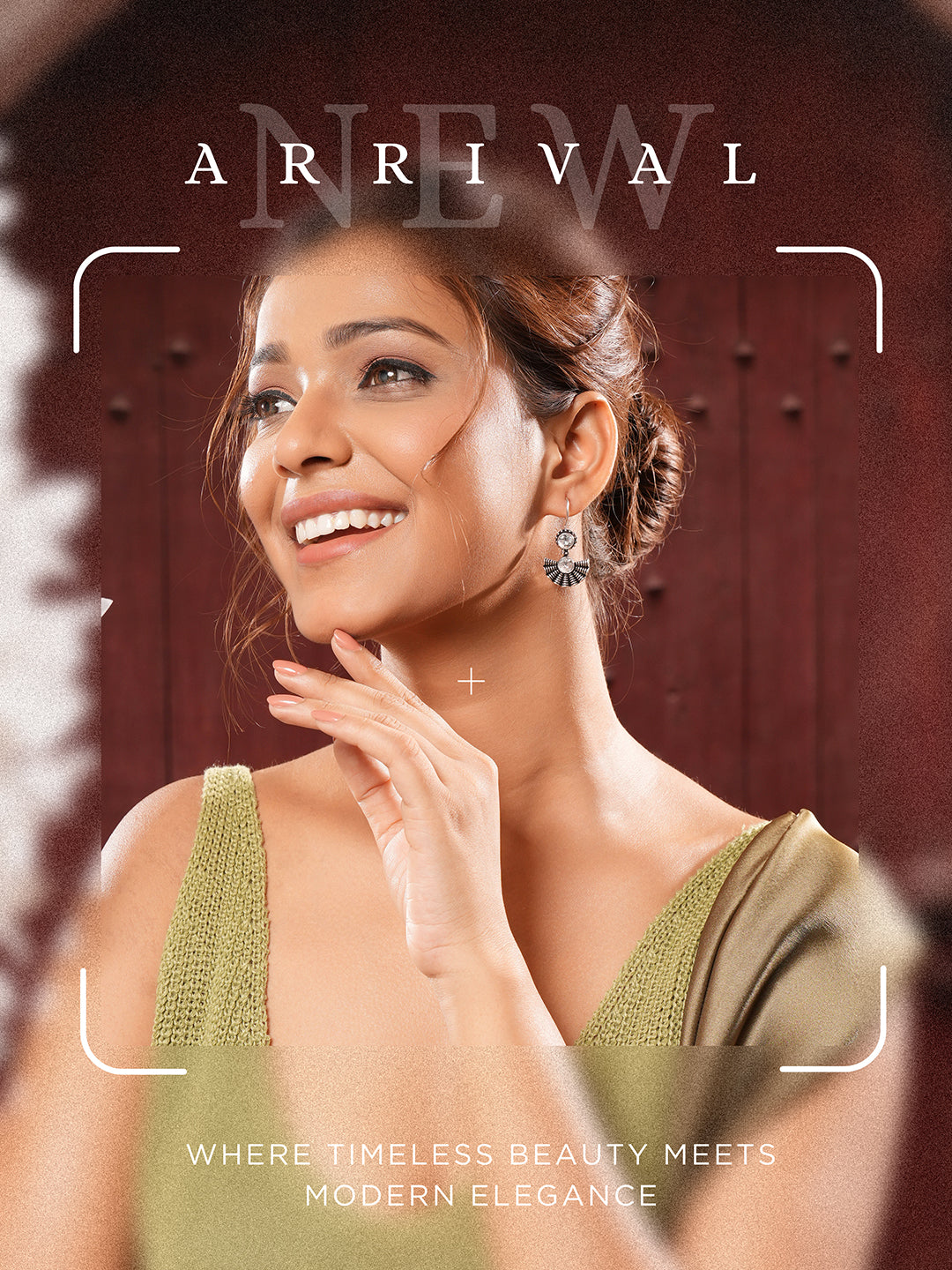 Oxidised Silver Plated White Stone Studded Minimal Fan Shaped Fishhook Earrings