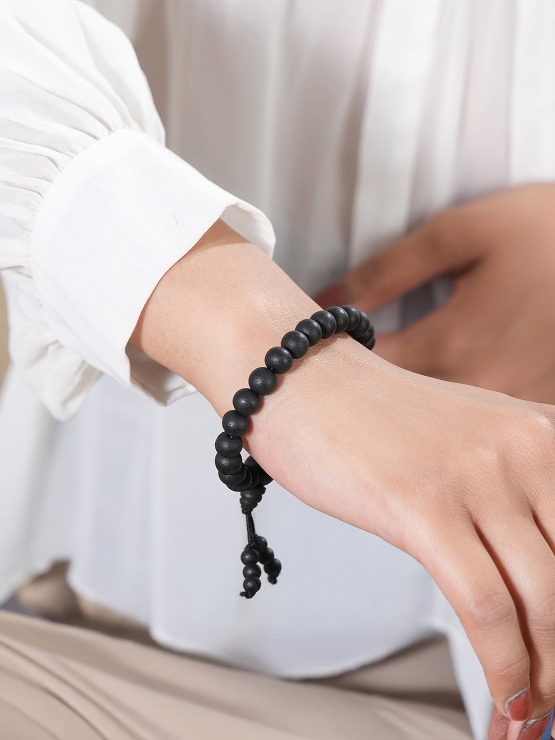 Karungali Mala Original Ebony Wood Beads with Lab Certificate Adjustable Bracelet.