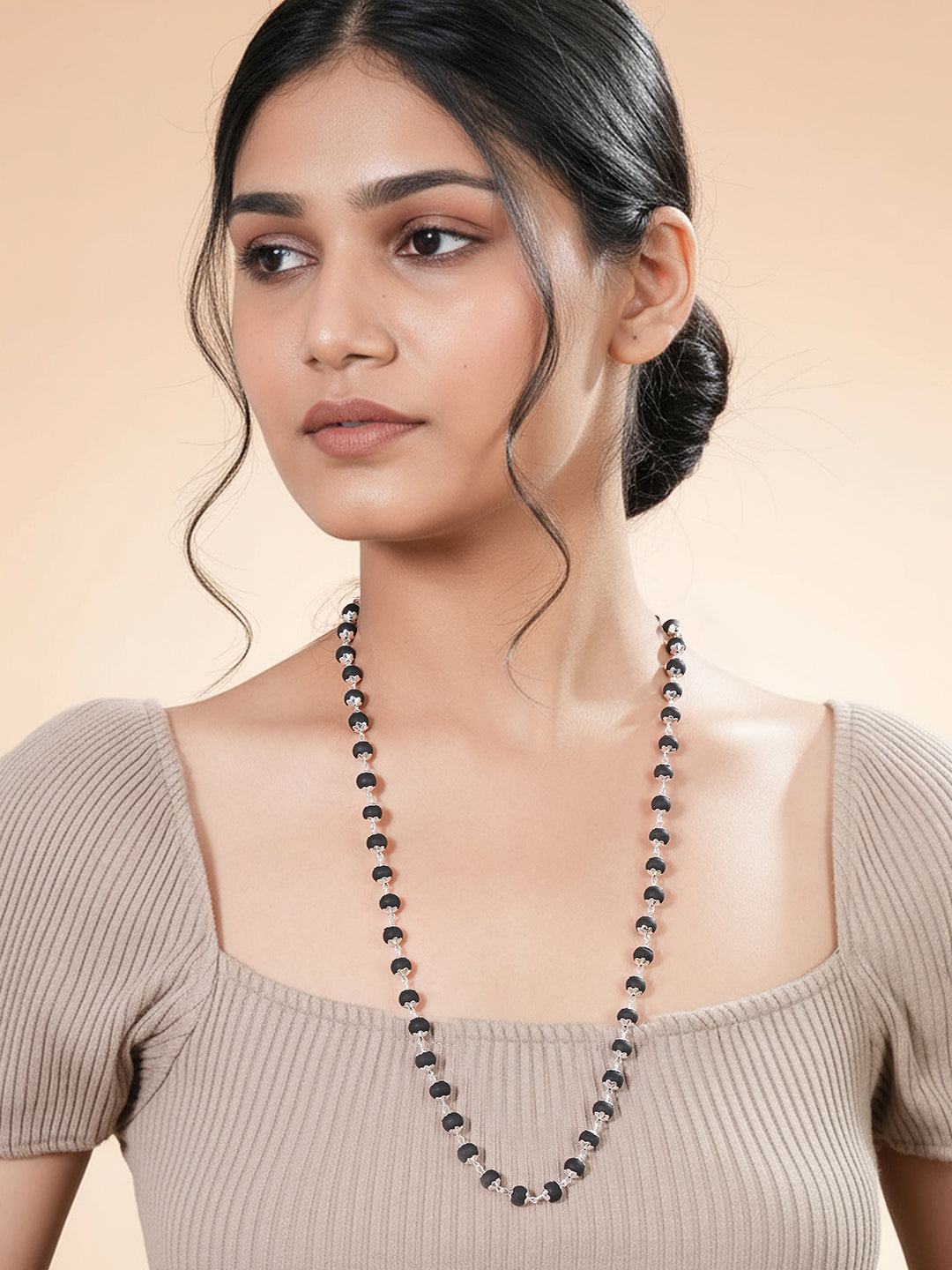 Divine Statement Karungali Mala With Silver Plated Cap Necklace With Lab Certificate For Minimal Style .