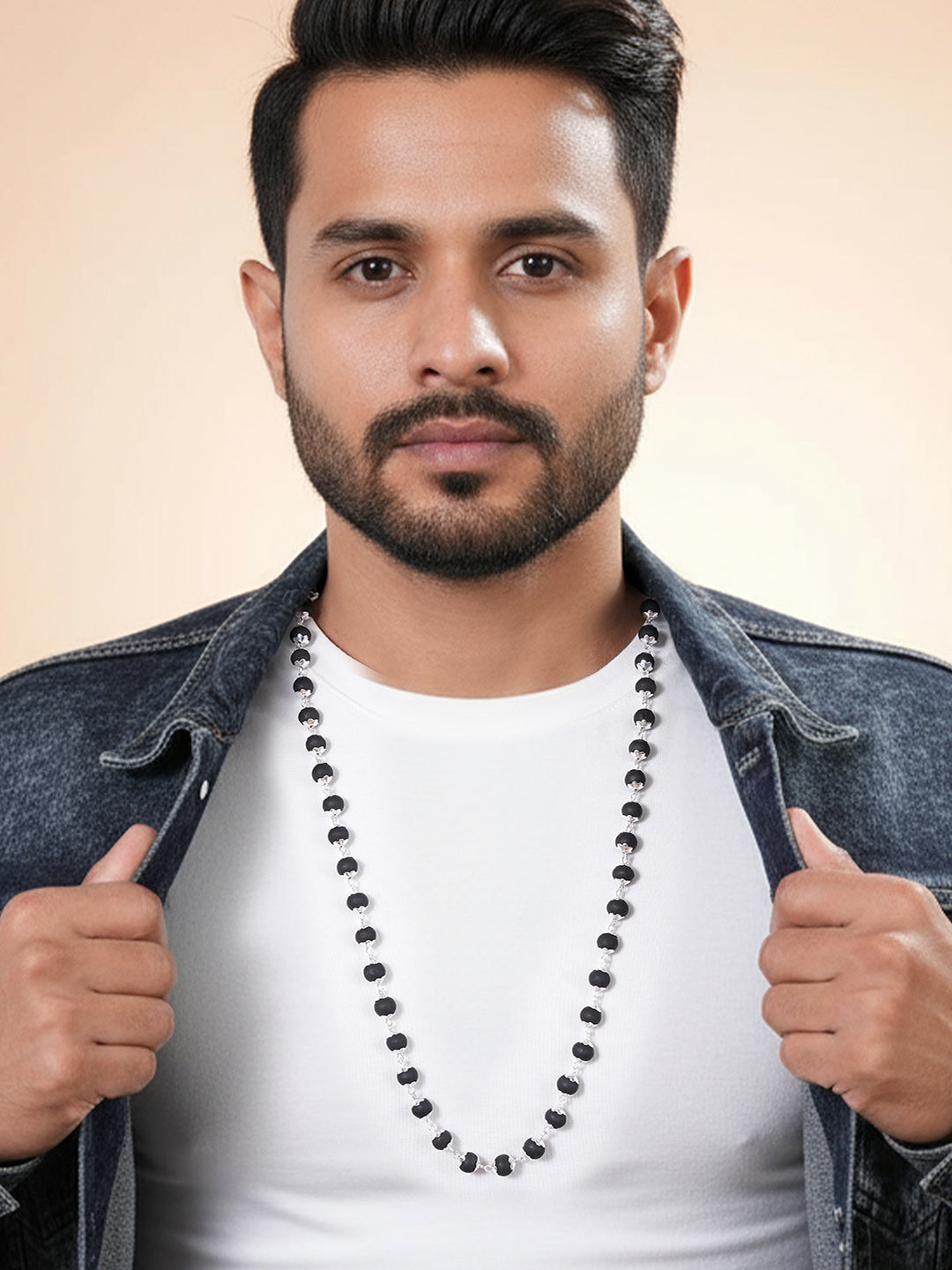 Divine Statement Karungali Mala With Silver Plated Cap Necklace With Lab Certificate For Minimal Style .