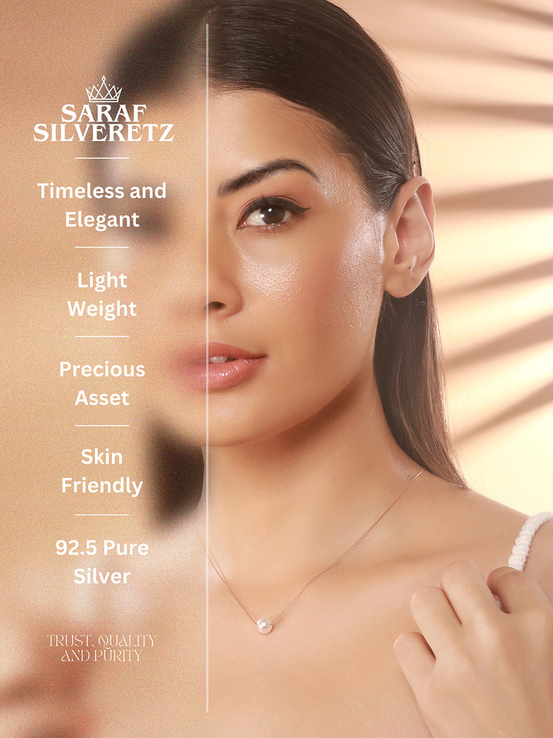 925 Sterling Silver Rose Gold Pearl Beaded Minimal Delicate Necklace & Chain