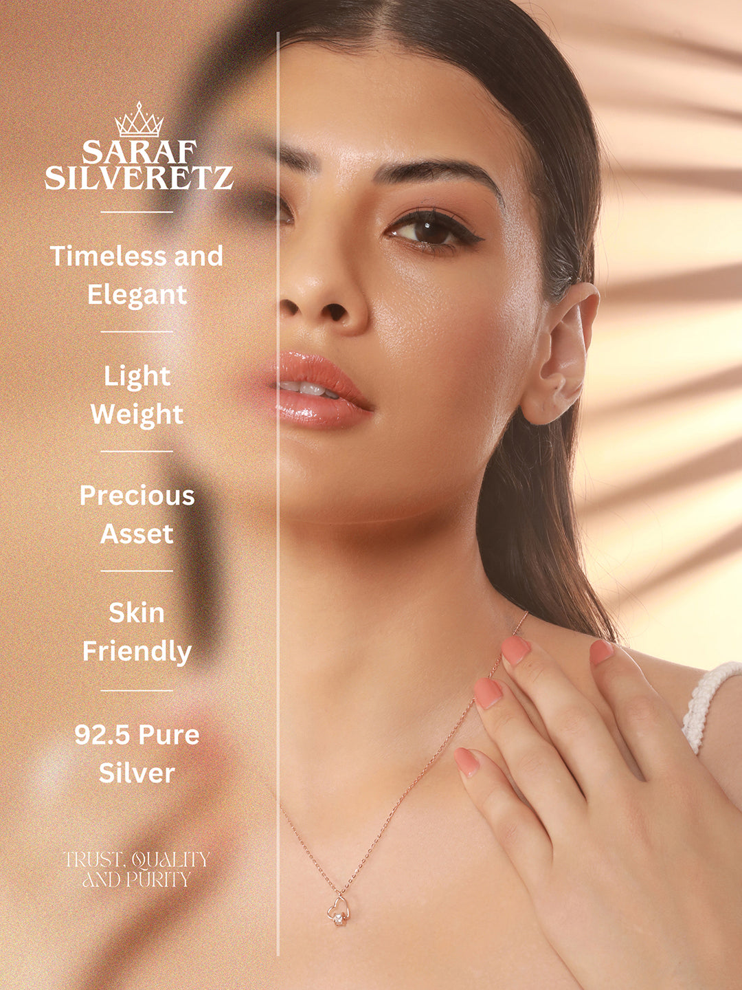 925 Sterling Silver CZ Studded Heart Shaped Minimal Pendant Necklace & Chain