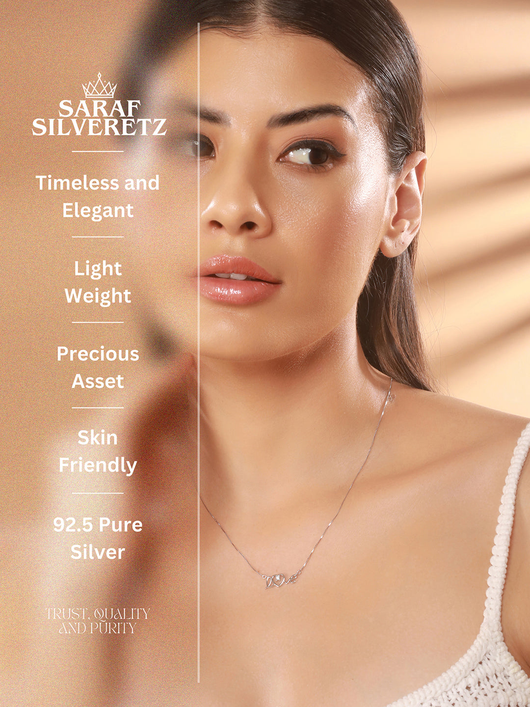 925 Sterling Silver CZ Studded Dainty Love Minimal Valentine Locket Necklace & Chain