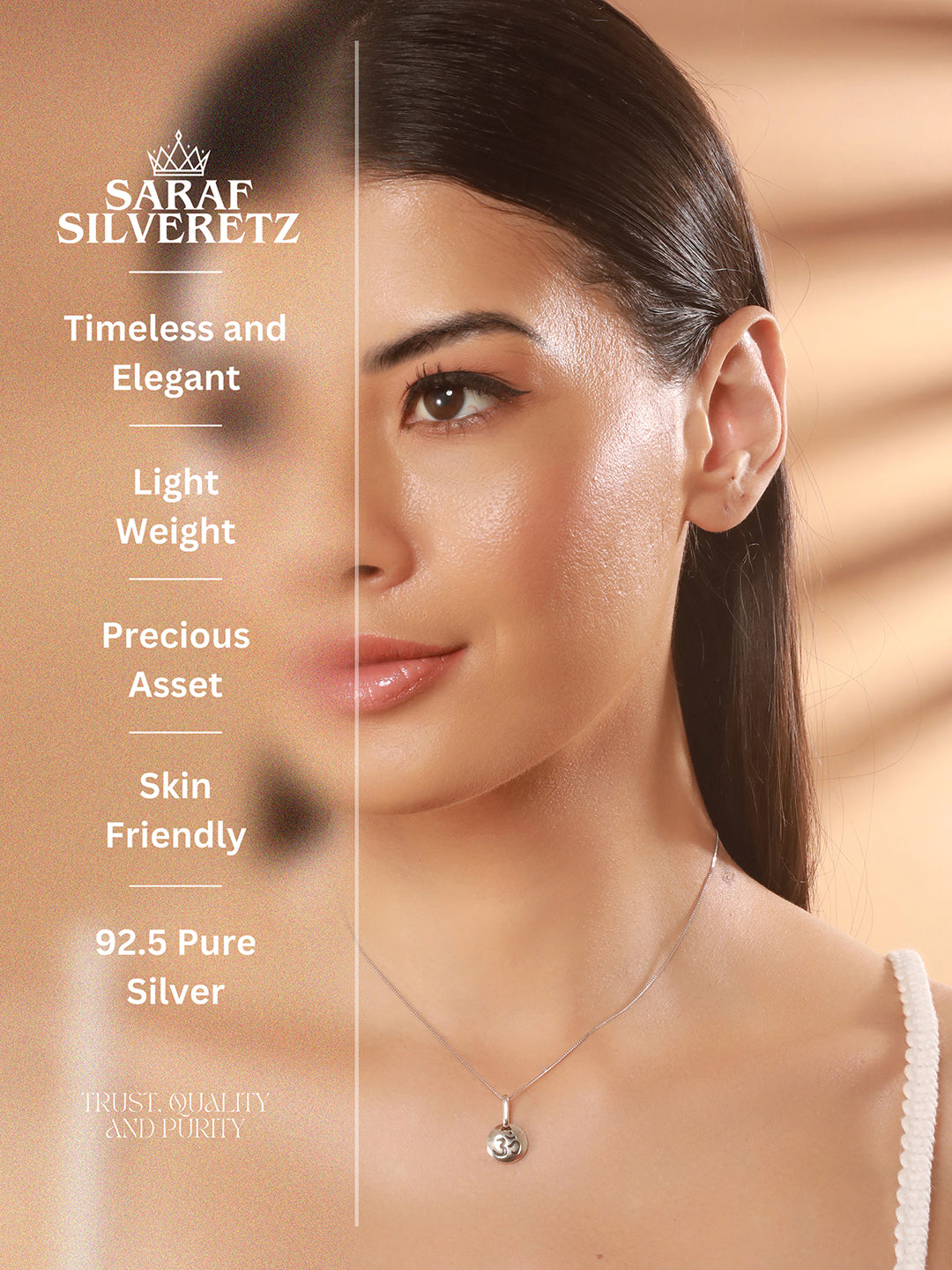 925 Sterling Silver Minimal Dailywear  Om Locket Pendant Necklace & Chain