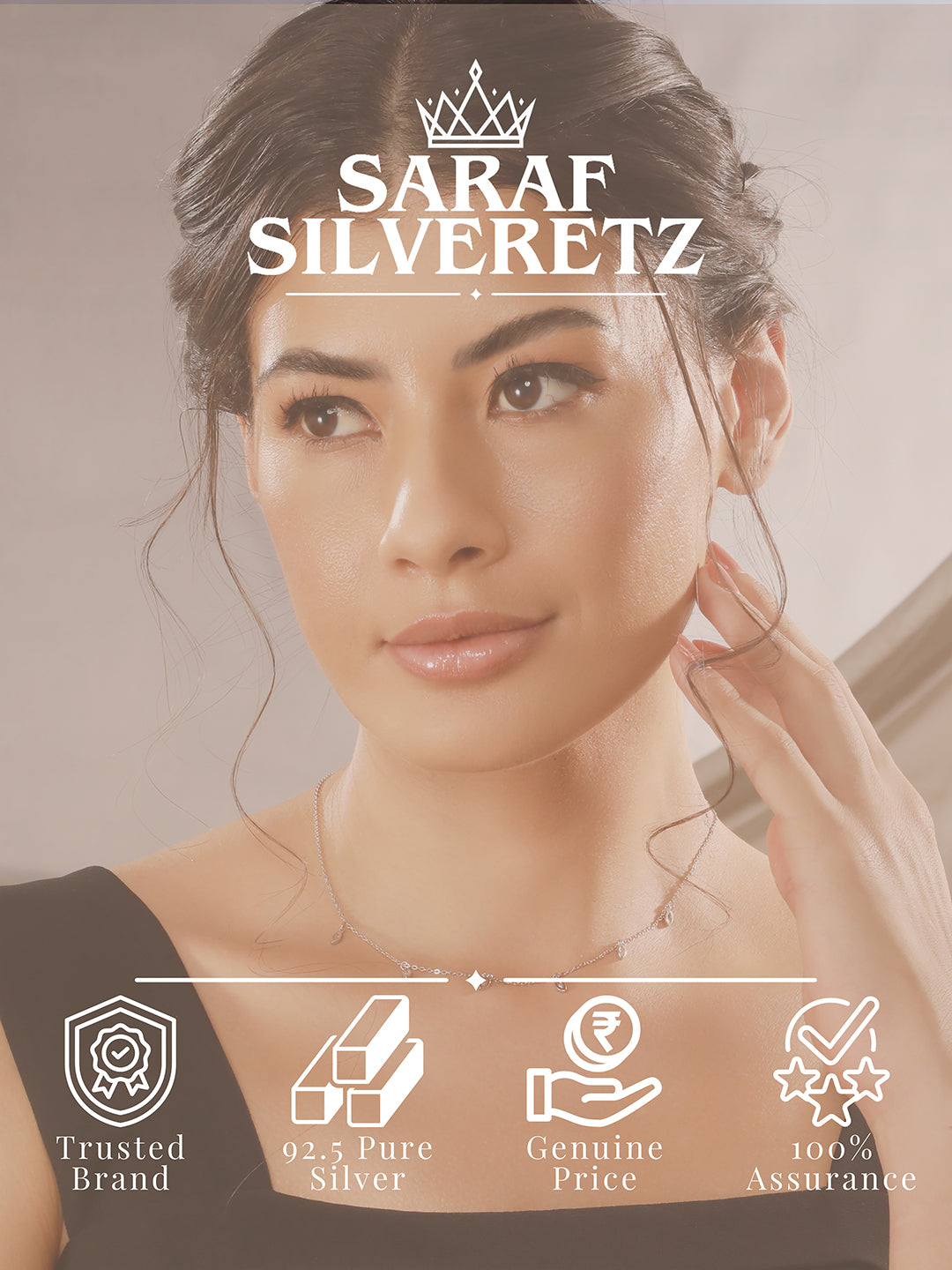 925 Sterling Silver CZ Studded Unique Solitaire Charms Necklace & Chain