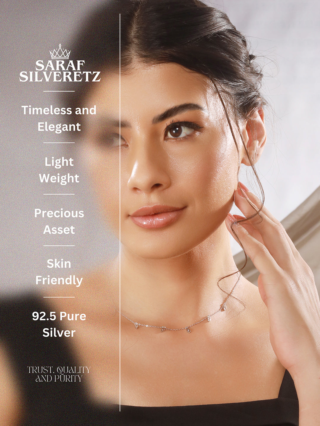 925 Sterling Silver CZ Studded Unique Solitaire Charms Necklace & Chain