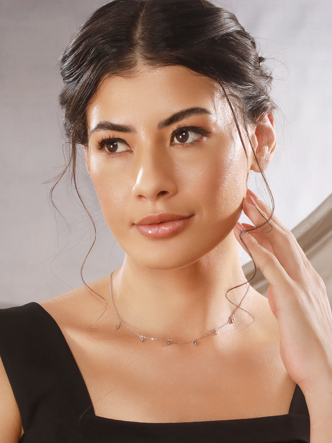 925 Sterling Silver CZ Studded Unique Solitaire Charms Necklace & Chain