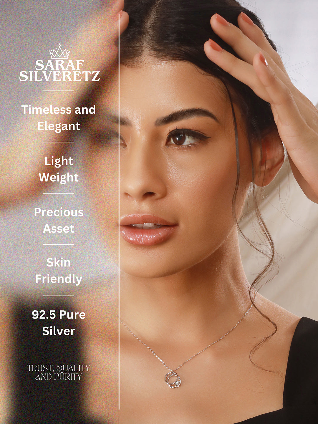 925 Sterling Silver Hearty Circle Of Love Minimal Necklace & Chain