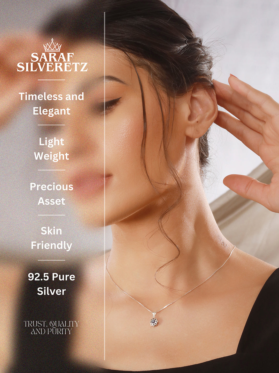 925 Sterling Silver Rhodium Plated Minimal  Evil Eye Locket Pendant Necklace & Chain