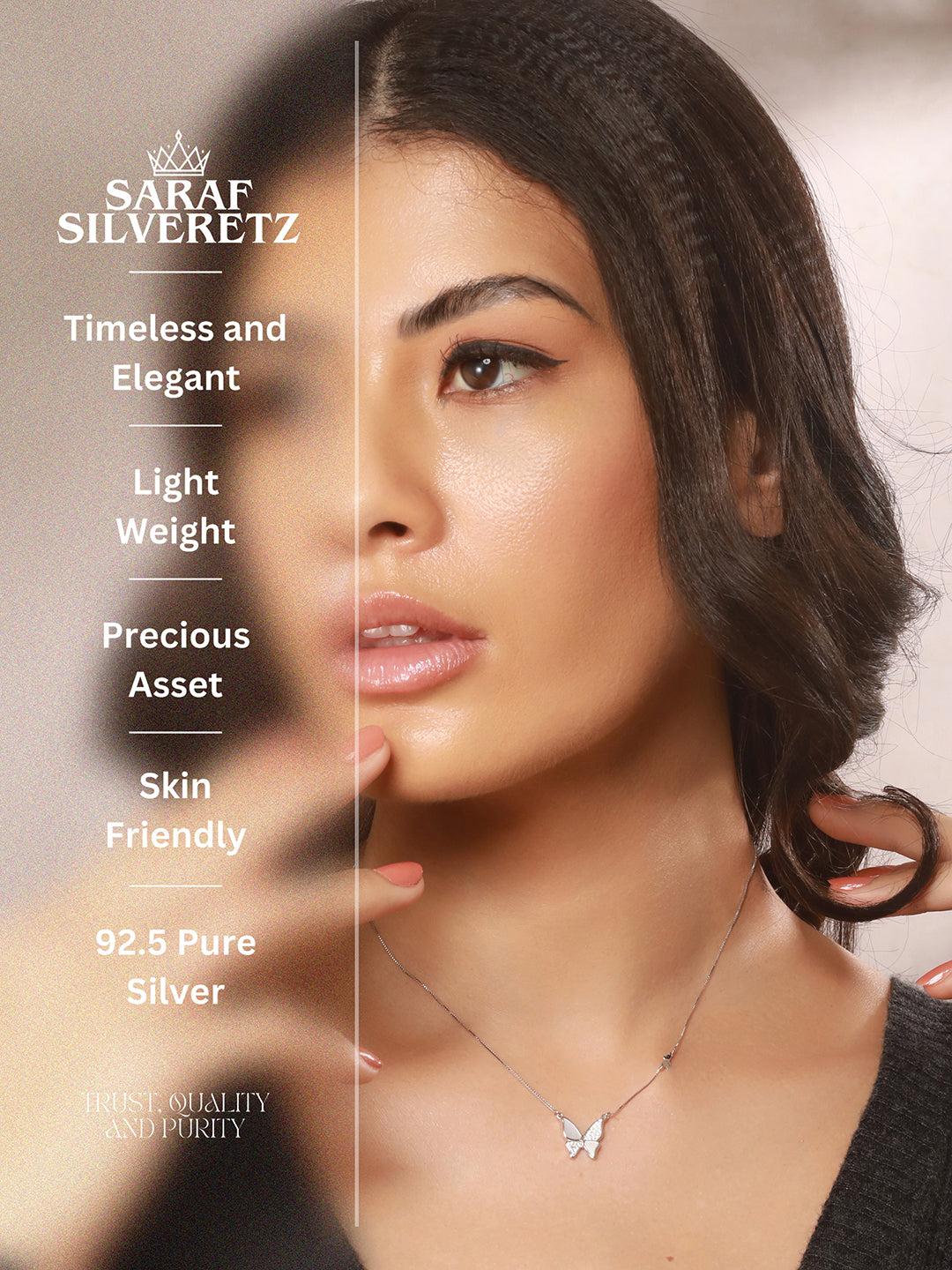 925 Sterling Silver CZ Studded Butterfly Pendant Minimal Necklace & Chain