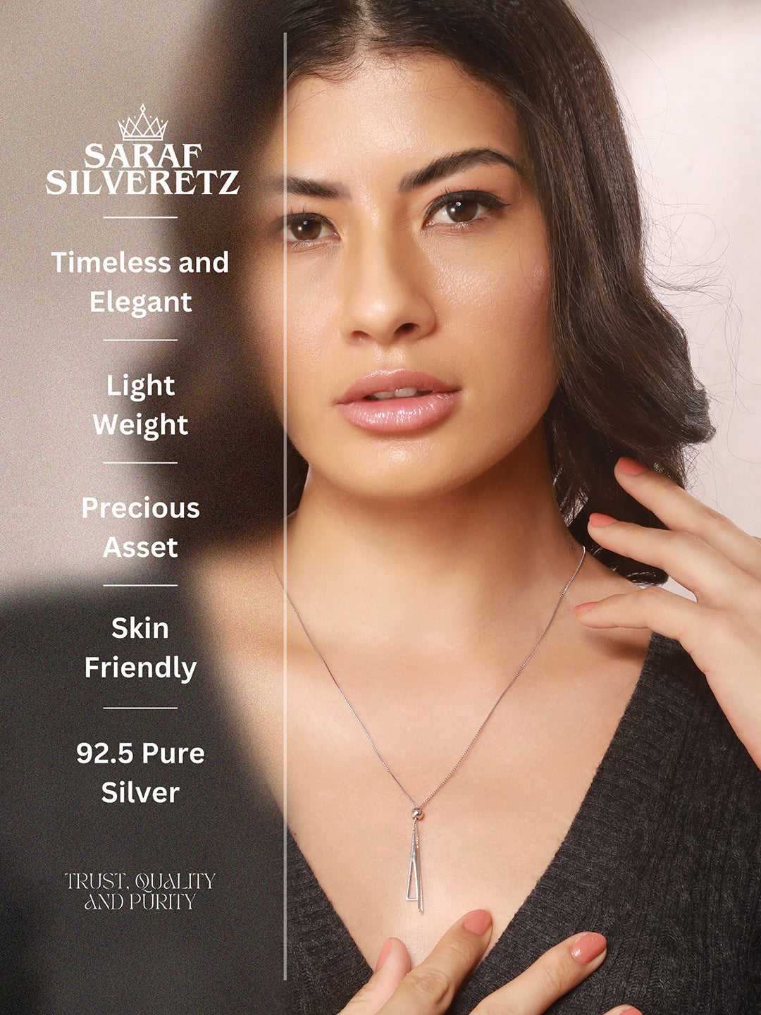 925 Sterling Silver Geometric  Long Tassel Minimal Necklace & Chain