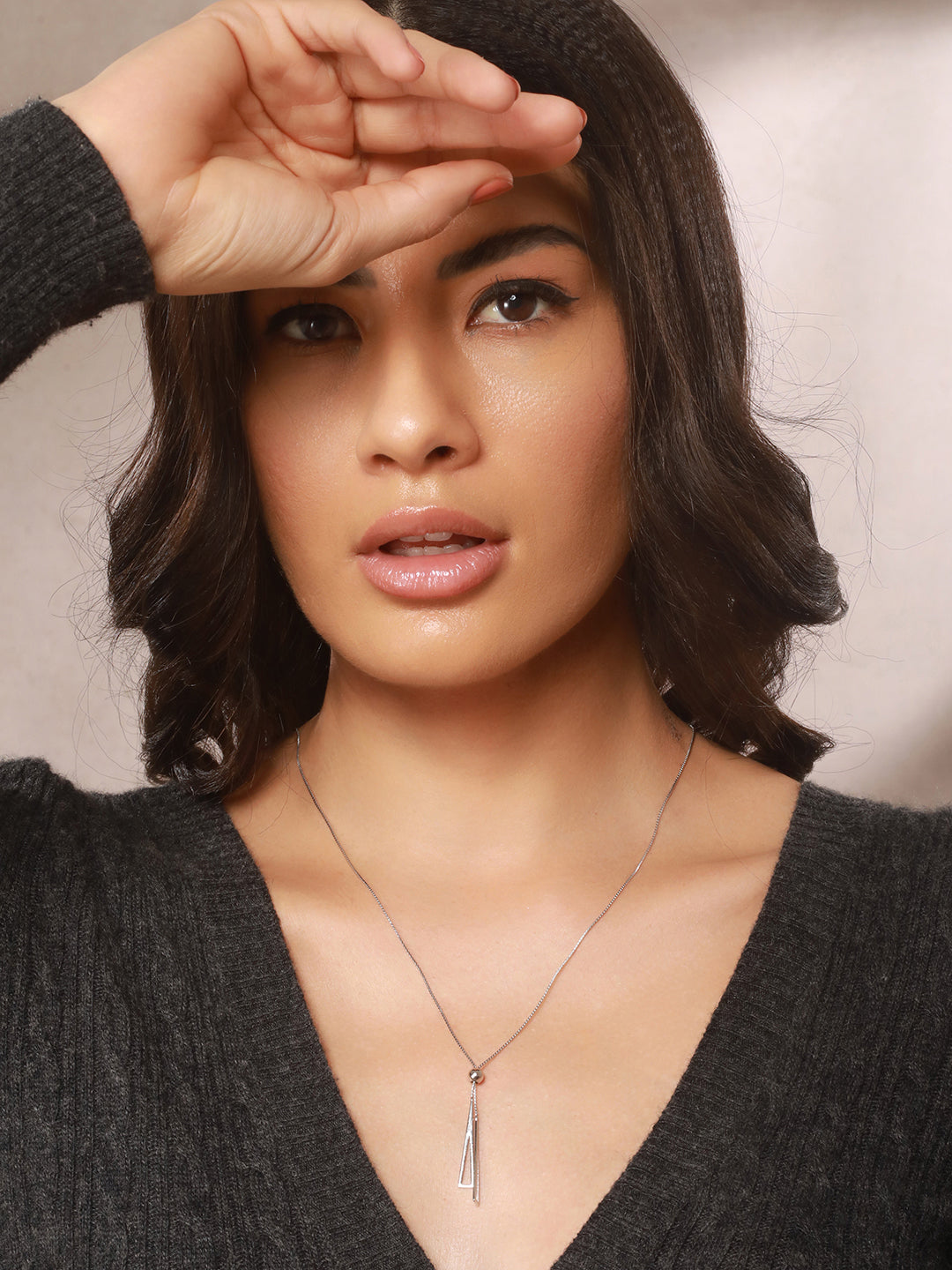 925 Sterling Silver Geometric  Long Tassel Minimal Necklace & Chain