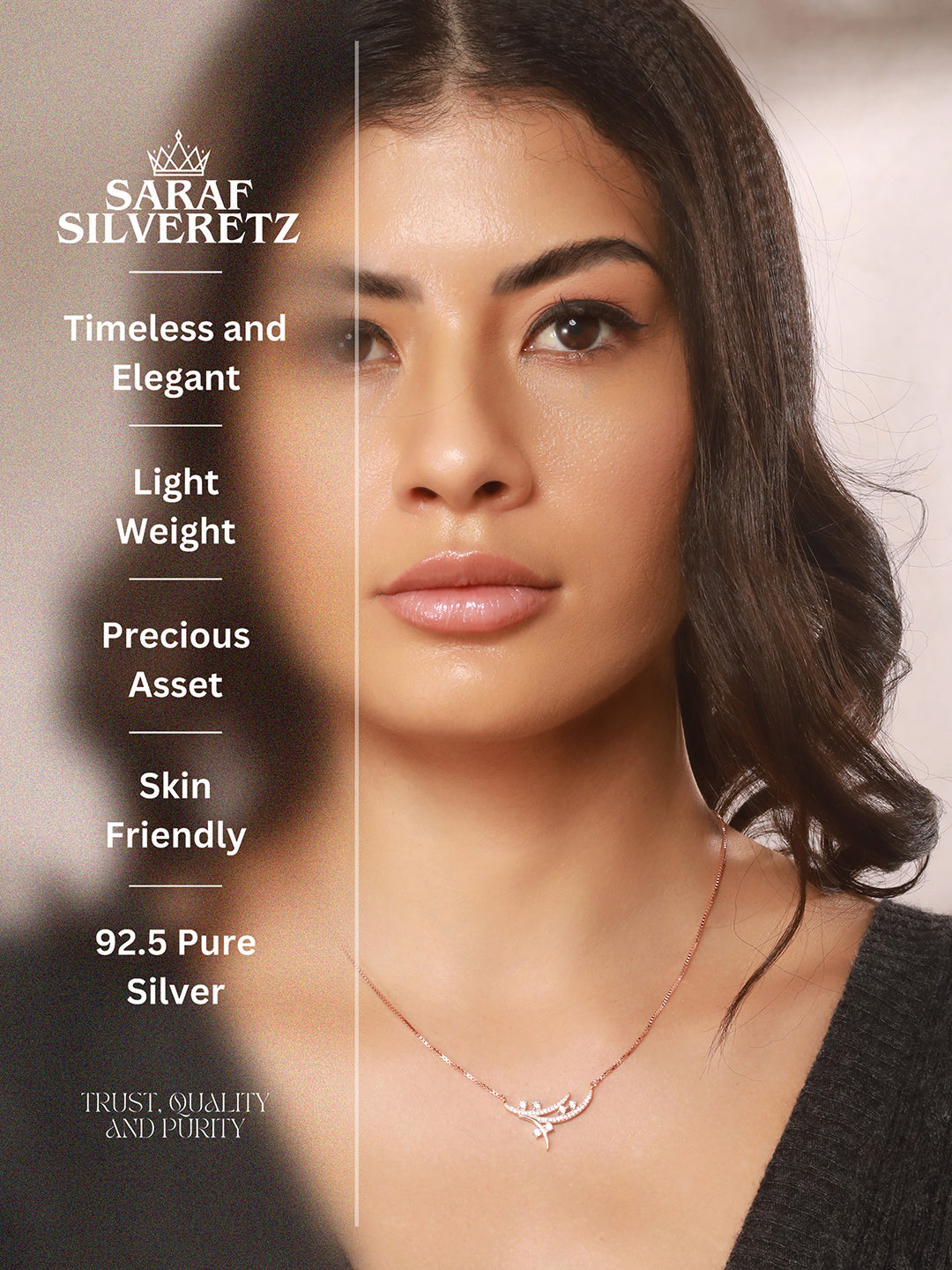 925 Sterling Silver CZ Studded Leafy Pendant Minimal Necklace & Chain