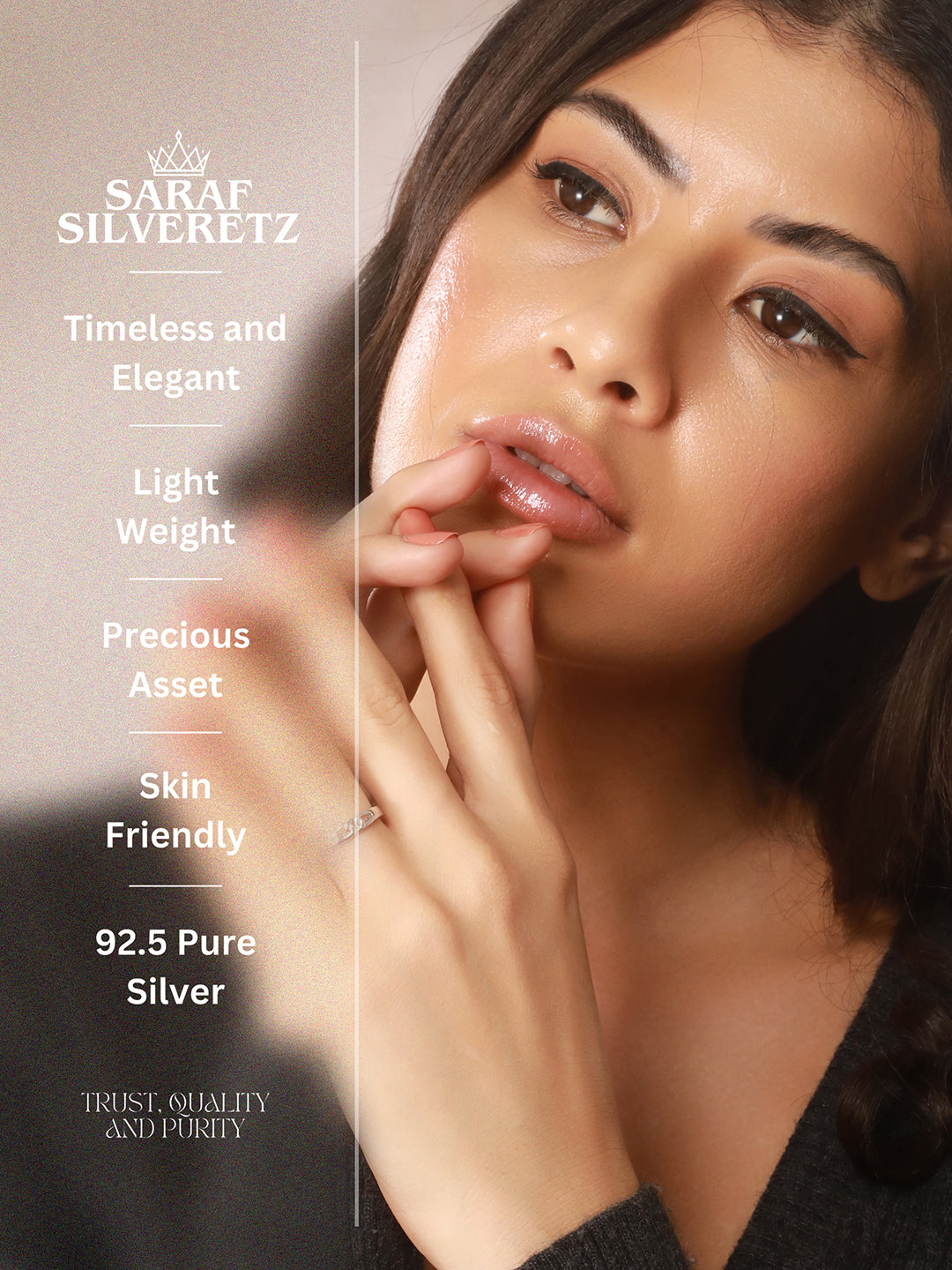 925 Sterling Silver Rhodium Plated Minimal Link love Adjustable Finger Band Ring