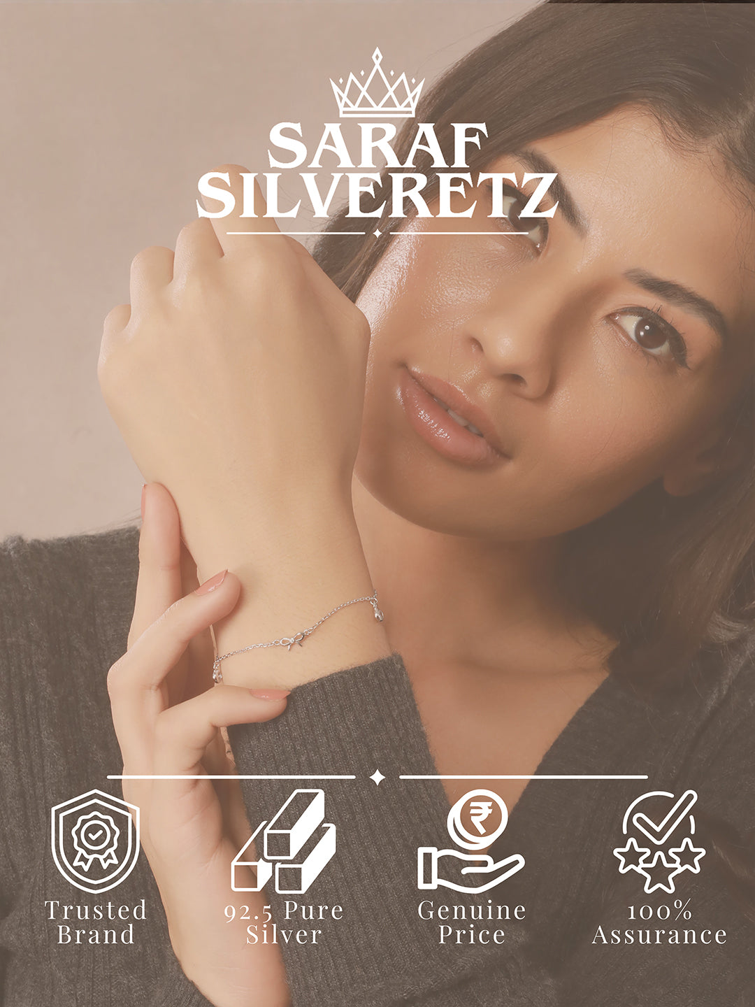 925 Sterling Silver Plated Bow Charms  Link  Adjustable Bracelet