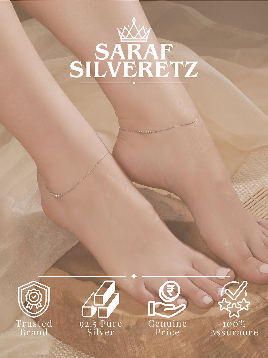 925 Silver Snake Chain Payal Anklet