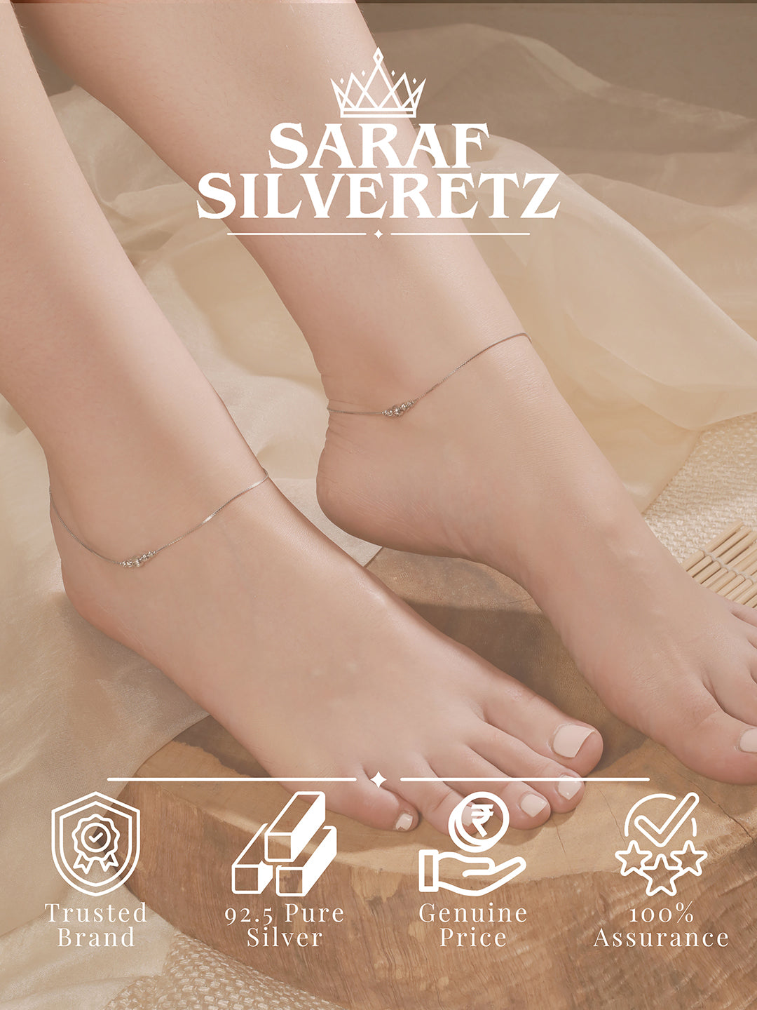 925 Sterling Silver Ball chain Minimal Dailywear Pair Of Anklet