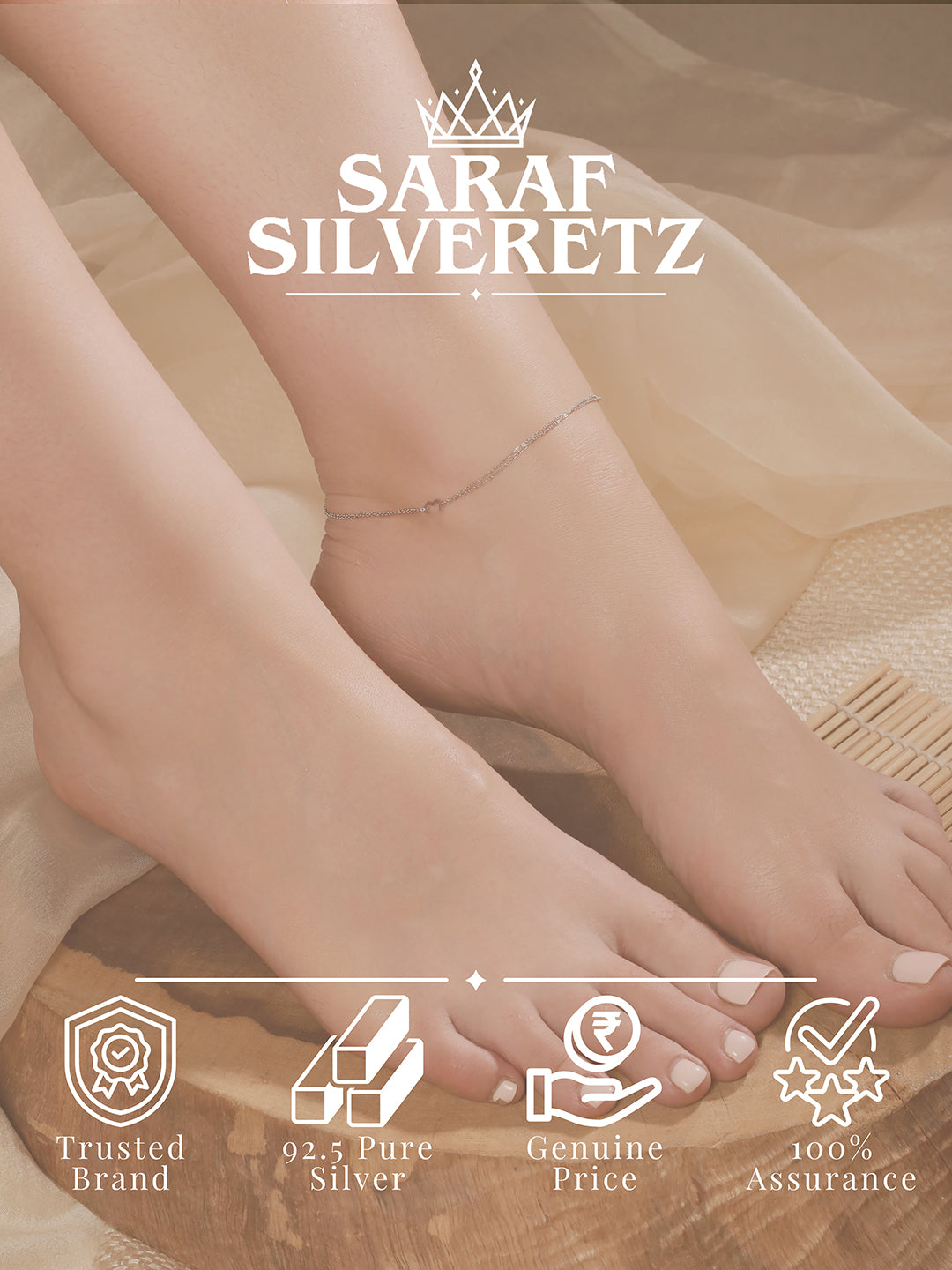 925 Sterling Silver Minimal Evil Eye Charms Anklet