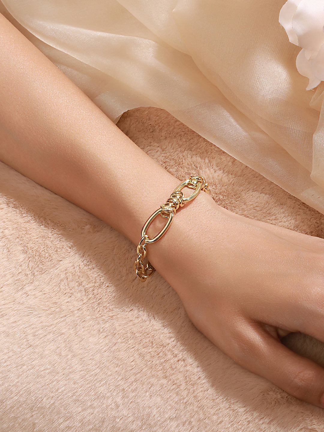 Anti-Tarnish 18k Gold Plated Knotted Link Wraparound Bracelet