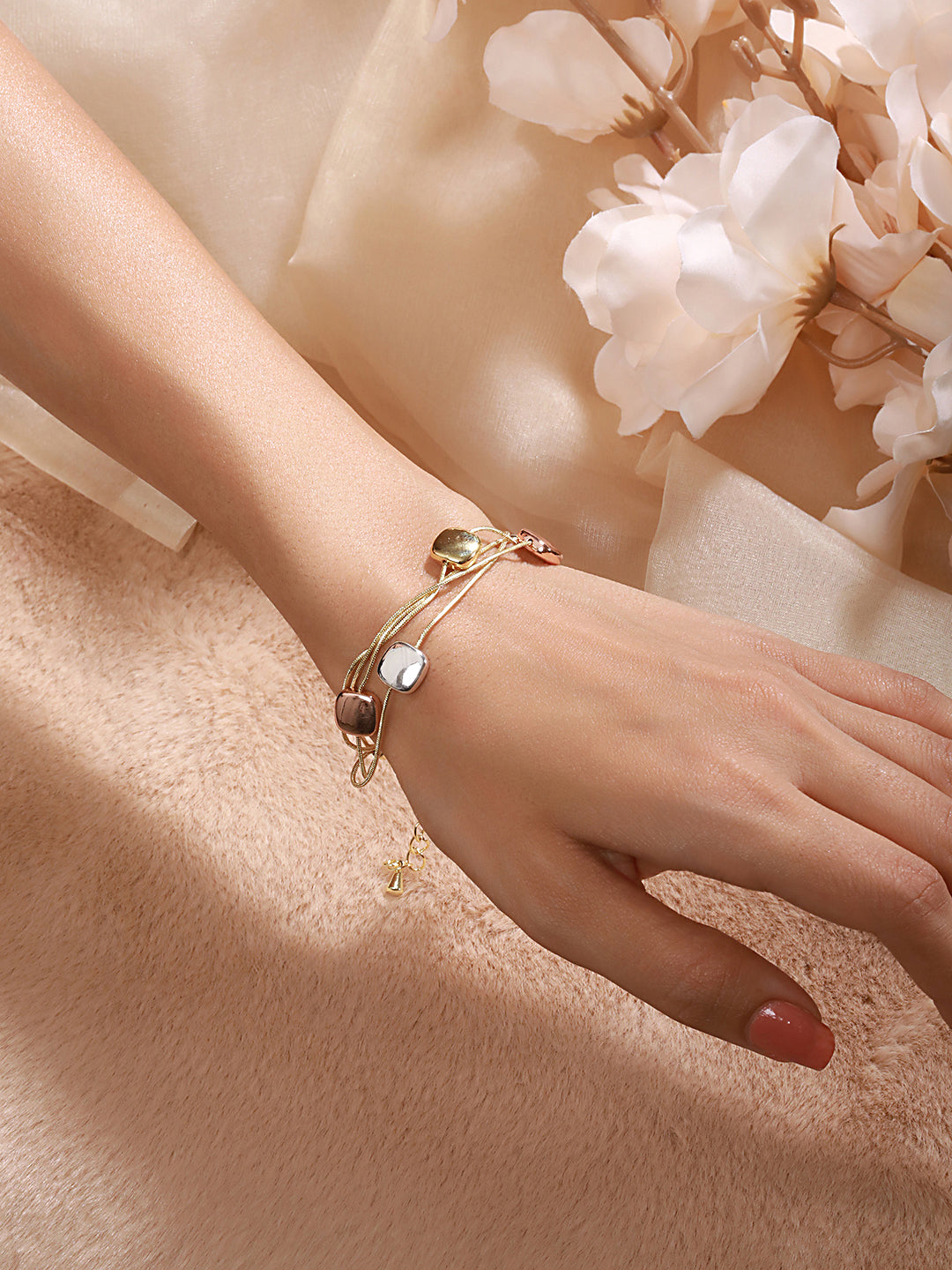 Anti-tarnish 18k Gold Plated Chunky Charm Stack Link Chain Bracelet