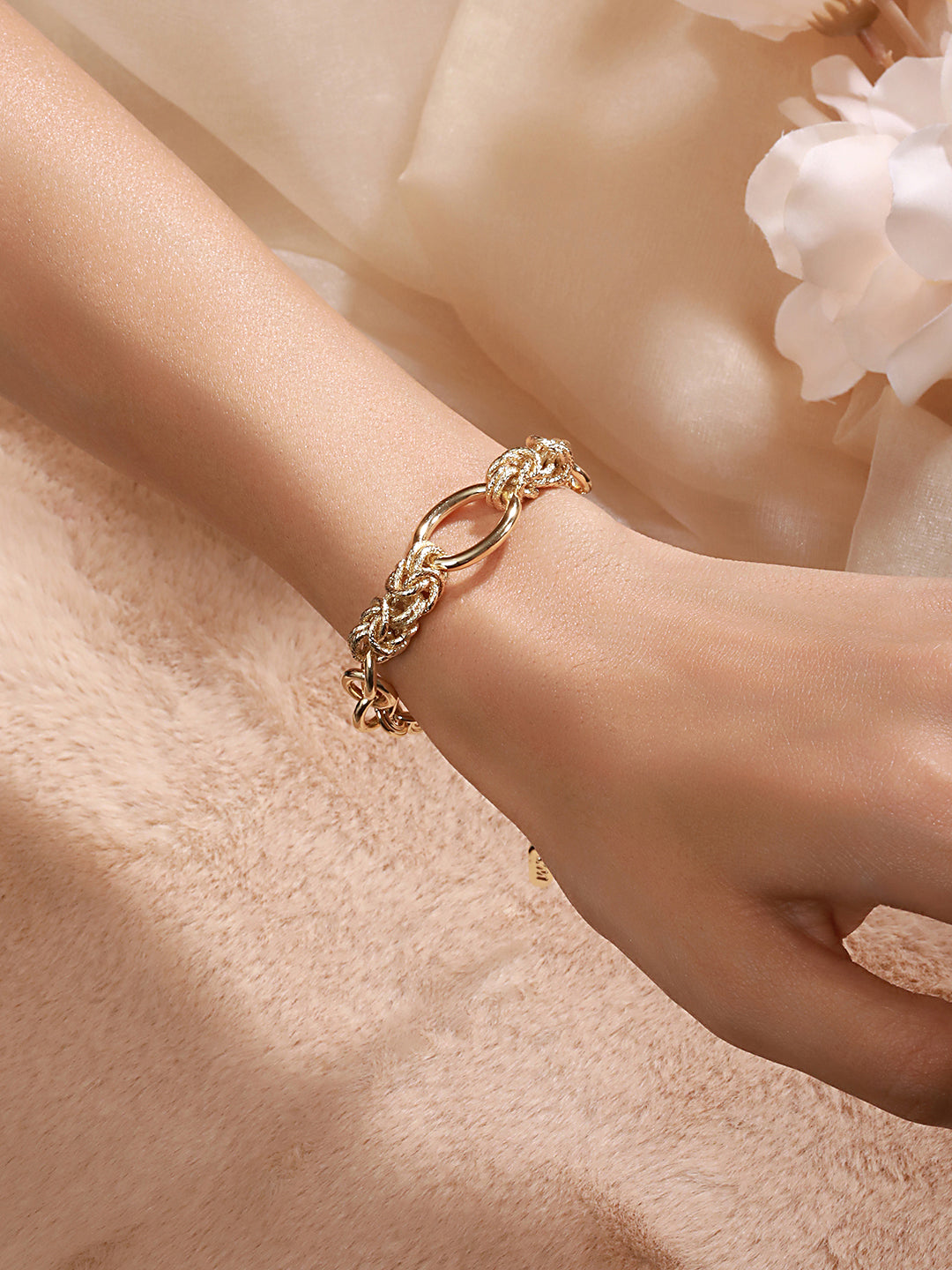 Anti-Tarnish 18k Gold Plated Knotted Link Chain wraparound bracelet