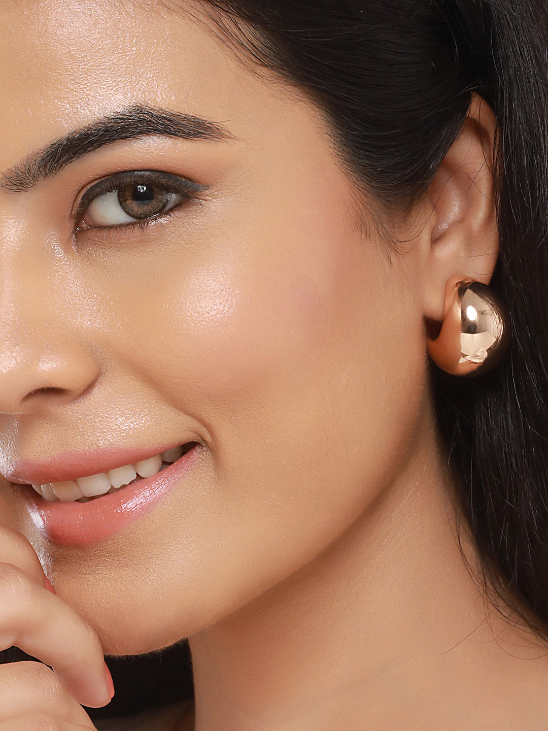 Anti-Tarnish Rose Gold Plated Dome Shaped Statement Studds Earrings