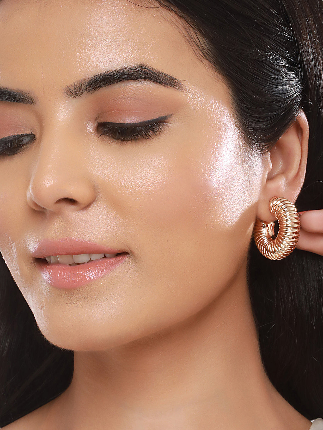 Anti-Tarnish Gold Plated Twister C Hoop Earrings