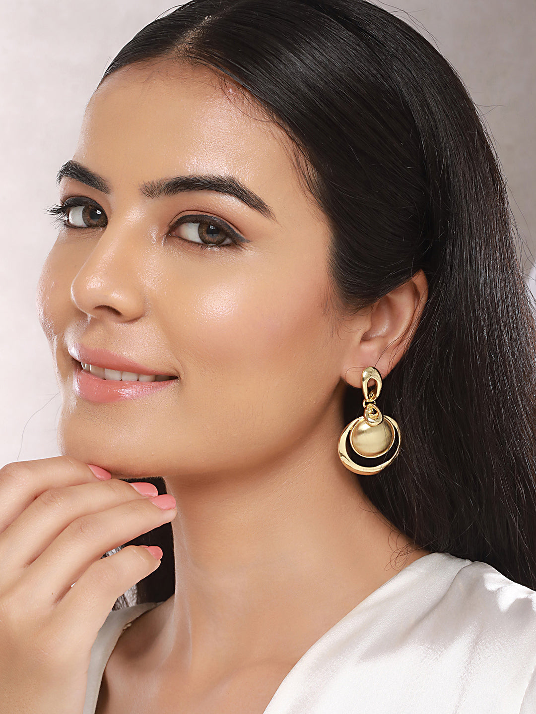 Anti-Tarnish Gold Plated  Concentric balls Minimal Drop earrings