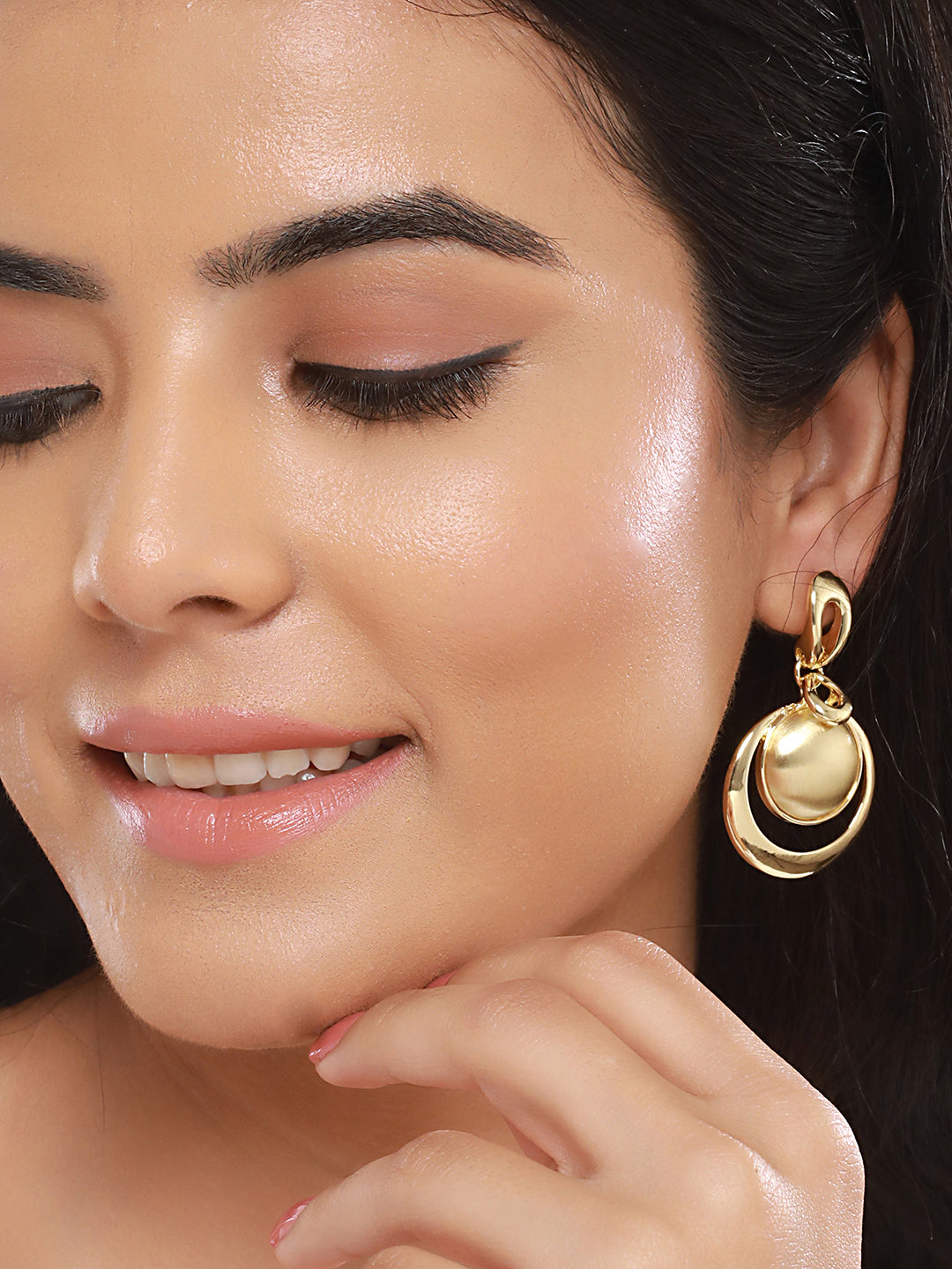 Anti-Tarnish Gold Plated  Concentric balls Minimal Drop earrings