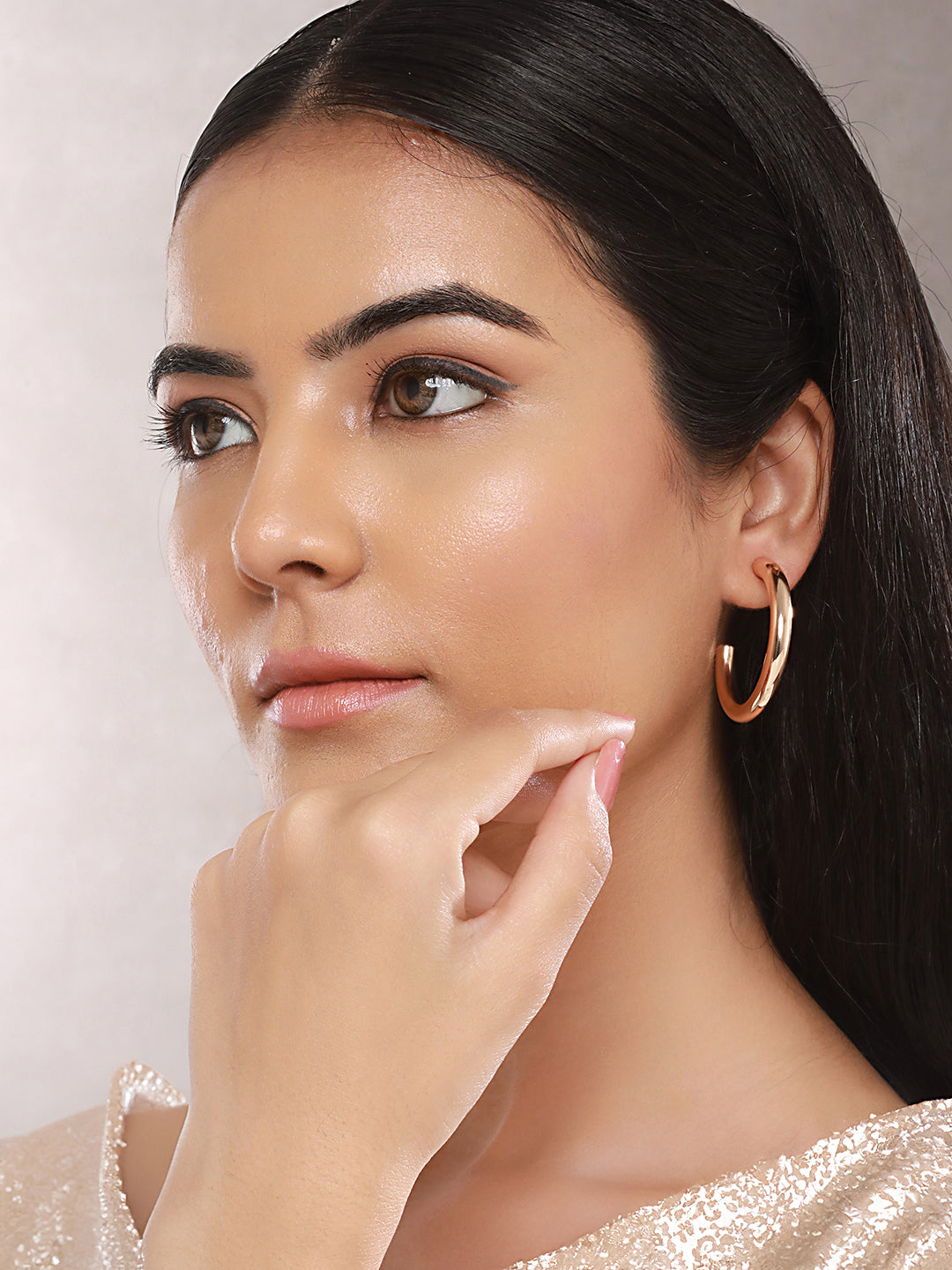 Anti-Tarnish 18k Gold Plated Half Hoop Pipe Minimal Earrings