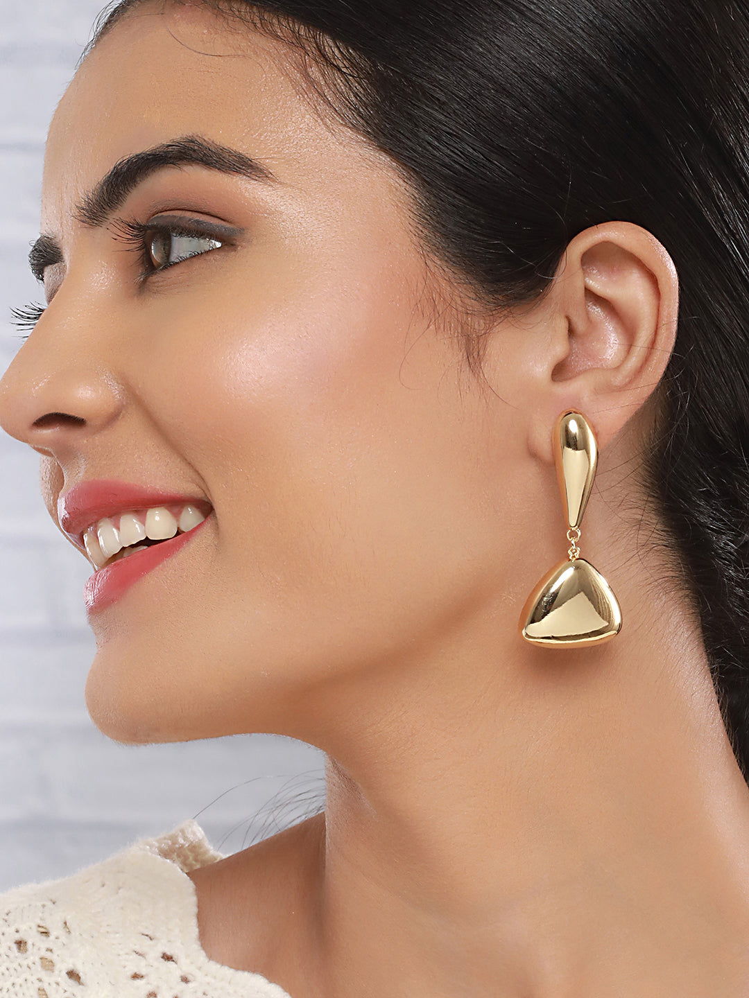 Anti-Tarnish Gold Plated water Drop Shaped Luxe Drop Earrings