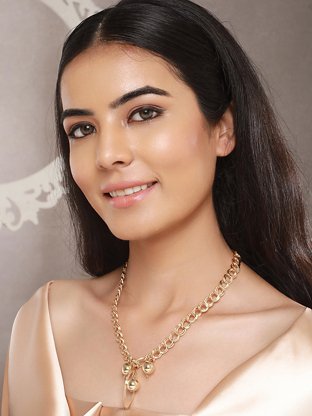 Anti-Tarnish Golden Plated Ball Pendant Link Chain