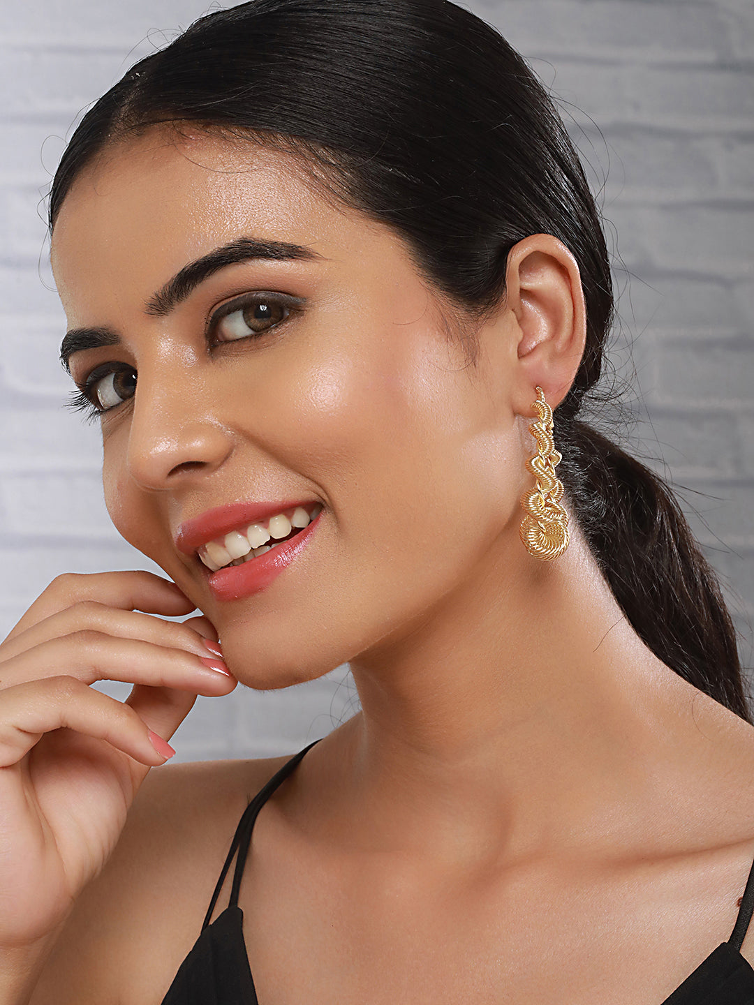 Anti-Tarnish Gold Plated Spiral Twisted  Statement Hoops Earrings