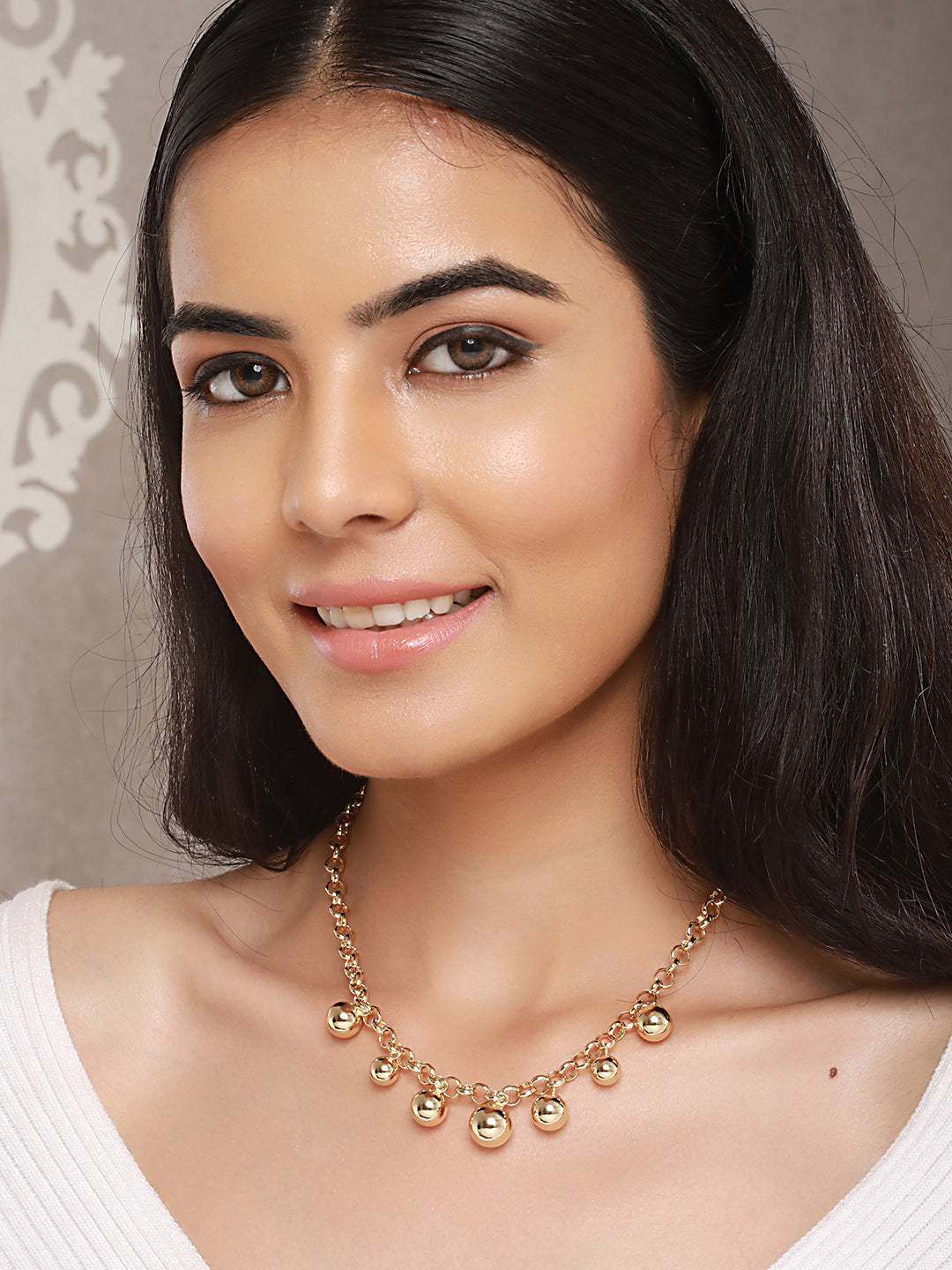 Anti-Tarnish Gold Plated Chunky Ball Pendant Link Chain Necklace