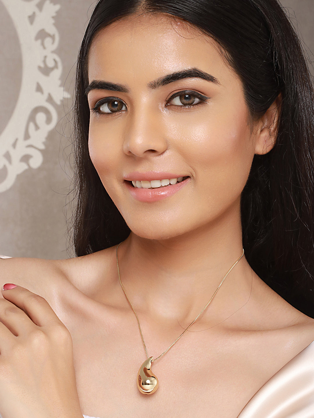 Anti-Tarnish Gold Plated Droplet Of Joy Locket Chain Necklace