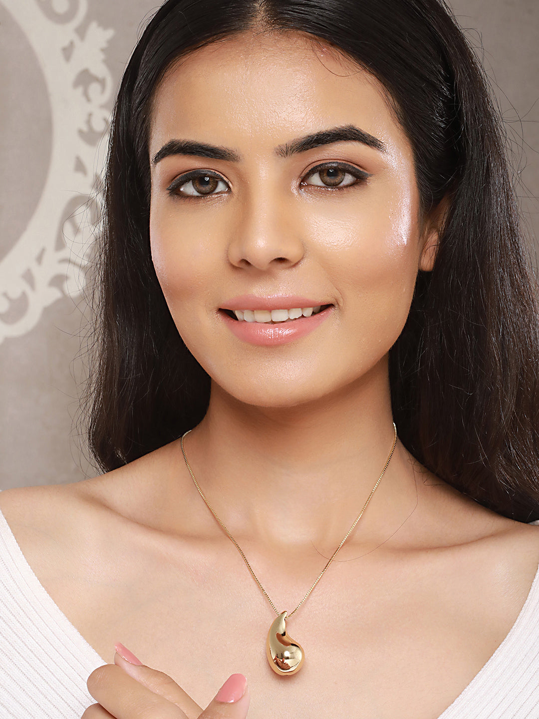 Anti-Tarnish Gold Plated Droplet Of Joy Locket Chain Necklace