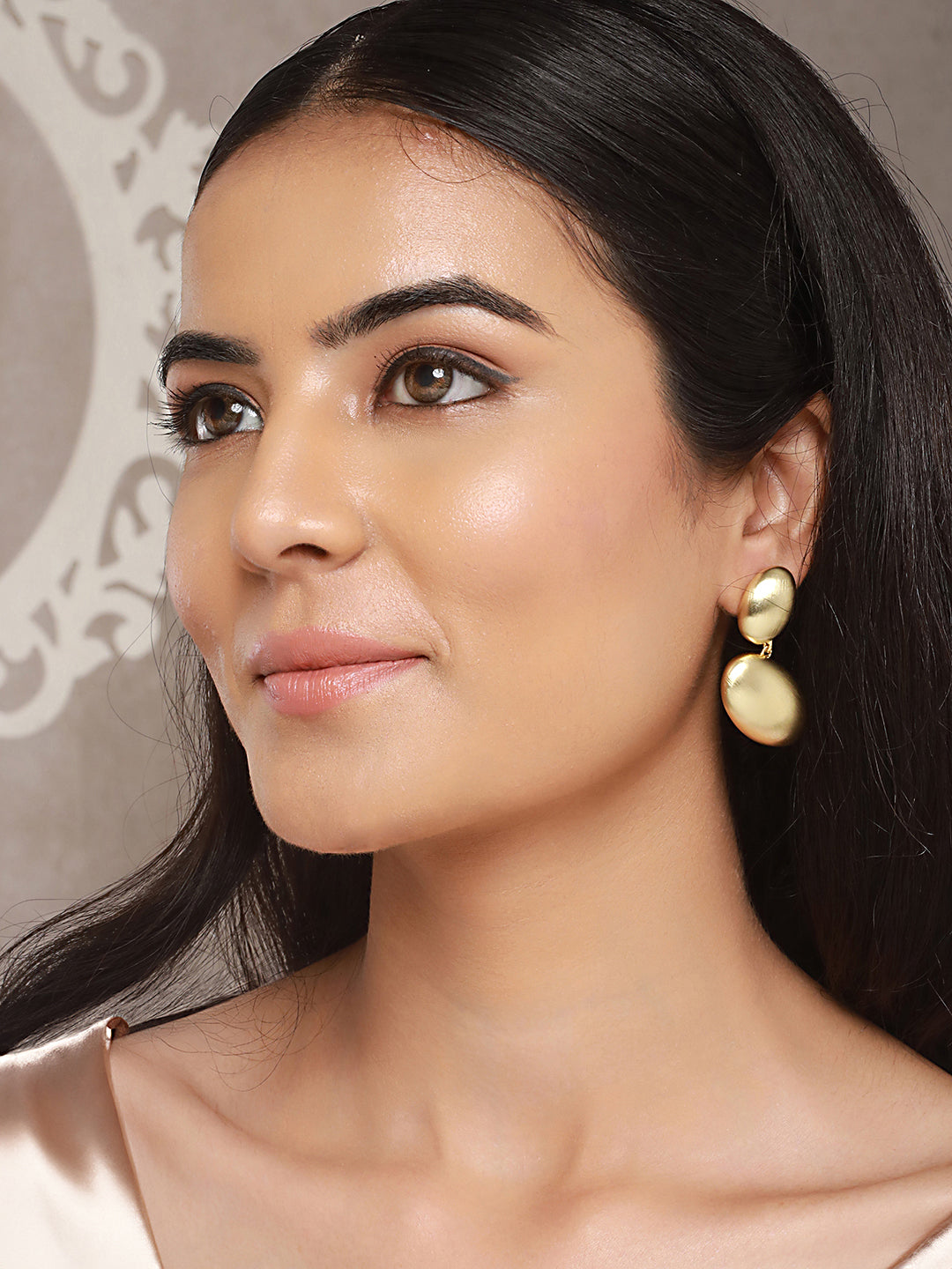 Anti-Tarnish Gold Plated Pebble Shaped Stacked Chunky Earrings