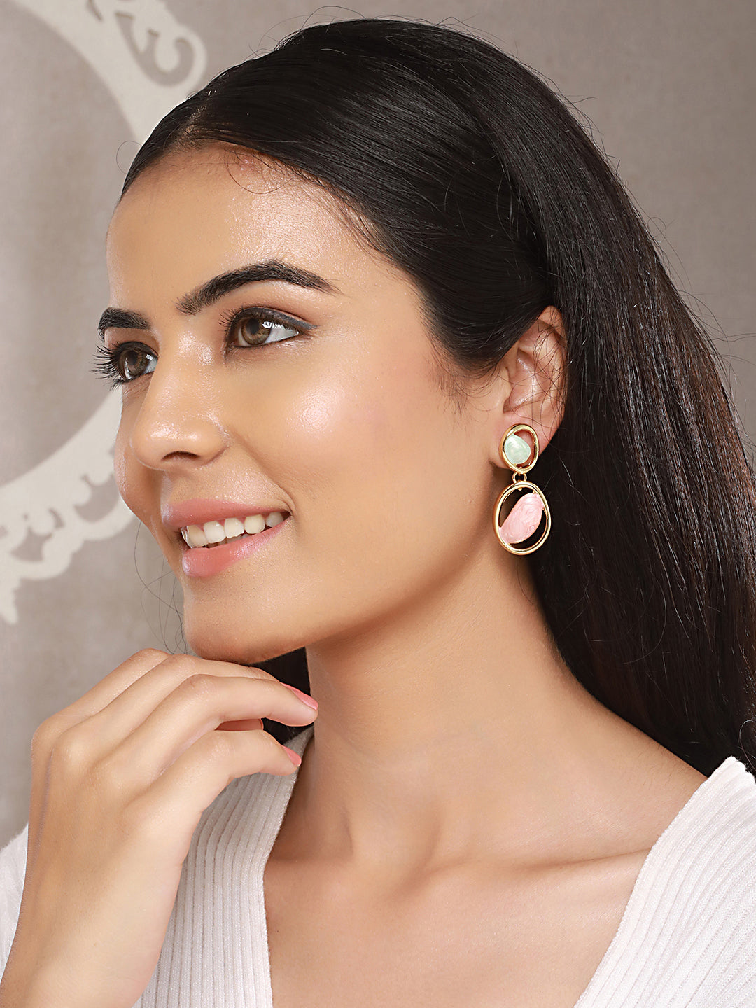 Anti-Tarnish Gold Plated Turquoise Enamelled Quirky Drop Earrings