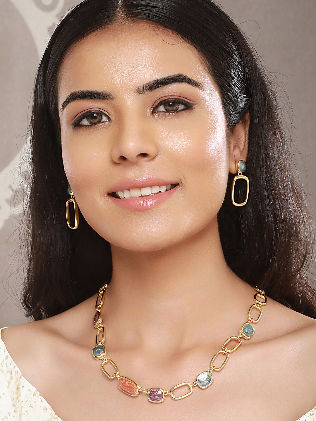 Anti-Tarnish Gold Plated Turquoise Enamelled Quirky Drop Earrings