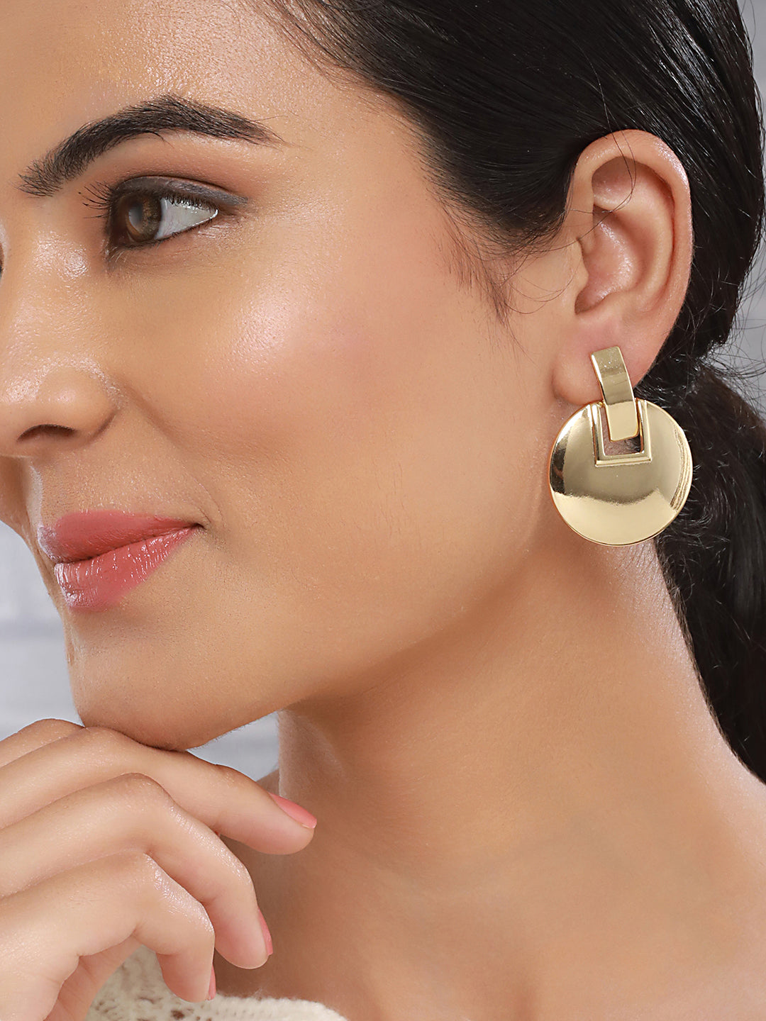 Anti-Tarnish 18k Gold Plated Bold Circular statement earrings