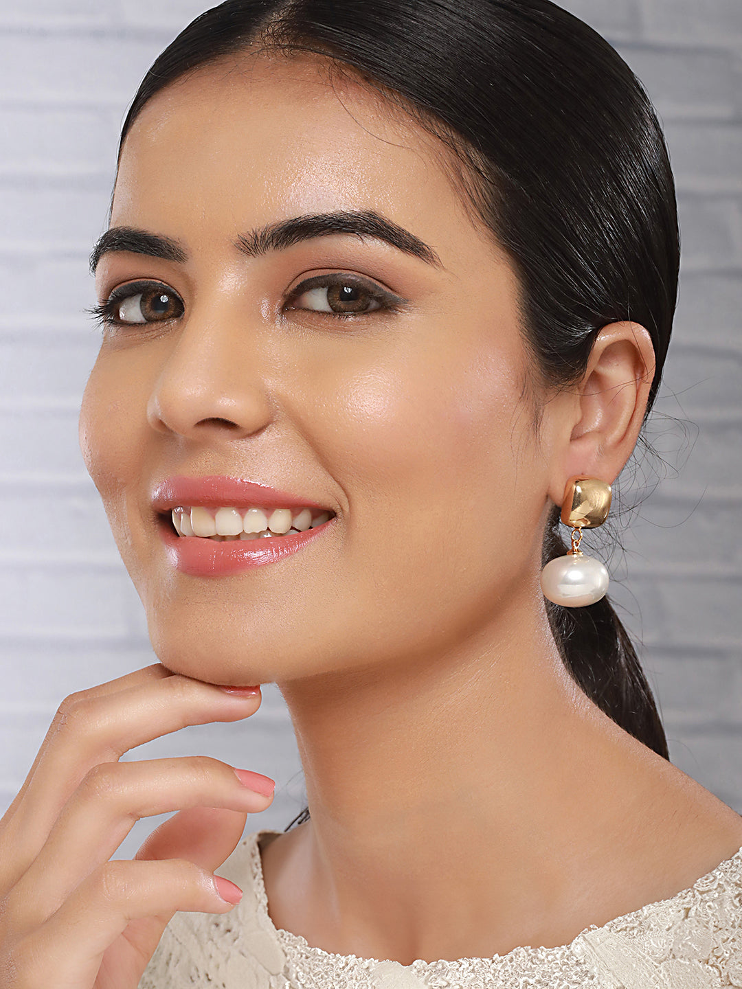 Anti-Tarnish Gold Plated Pearl Drop Minimal Trendy earrings