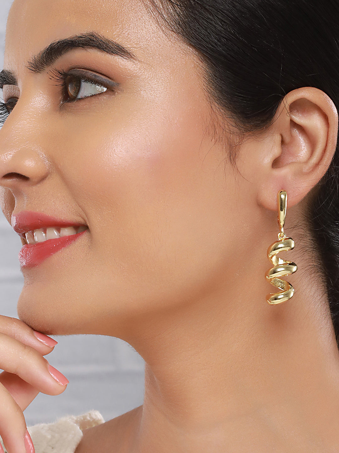 Anti-Tarnish Gold Plated  Spiral Twister Hoop Minimalist Earrings