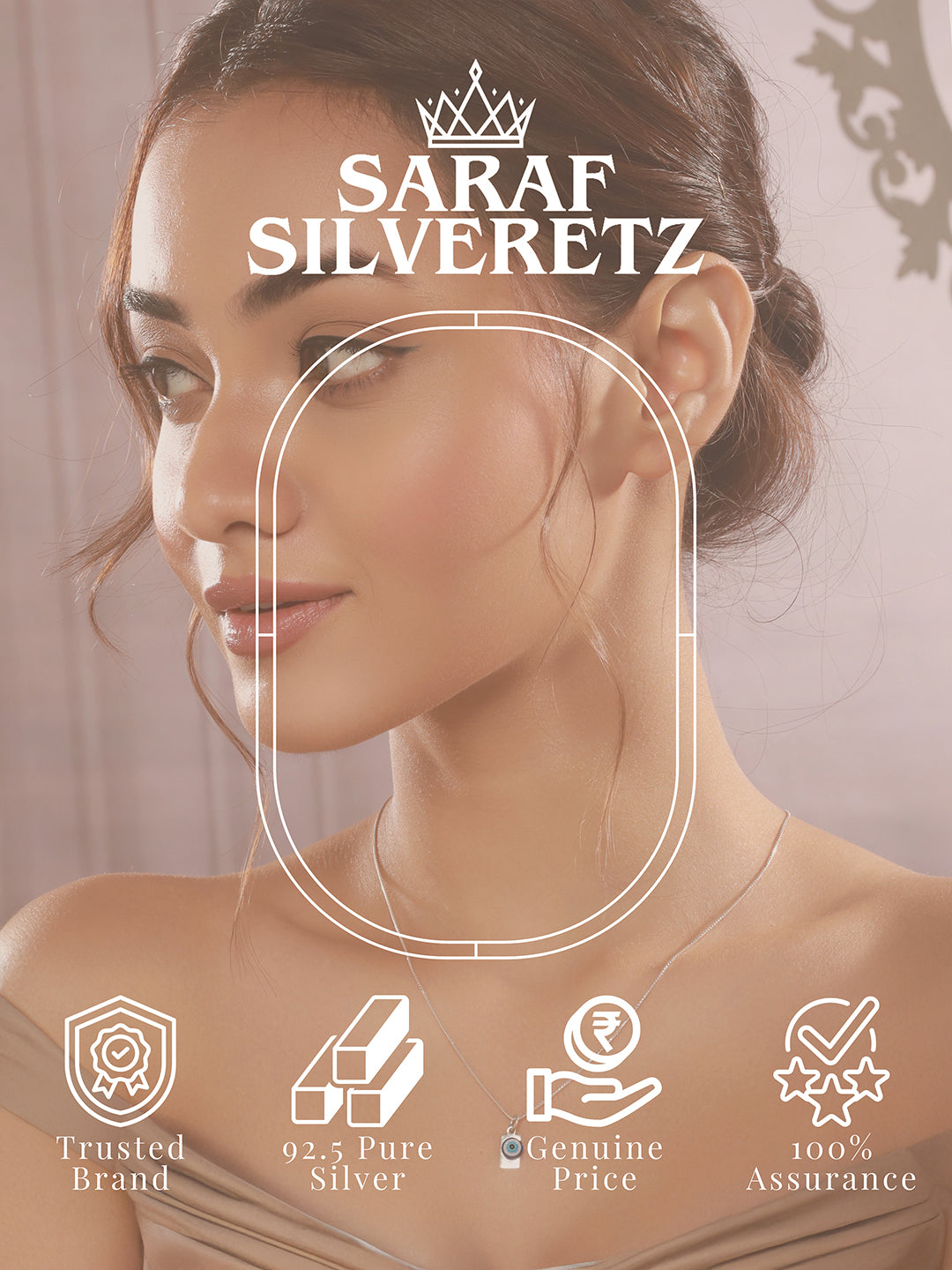 925 Sterling silver Rhodium Plated Bar Evil Eye Charm Pendant Necklace & Chain