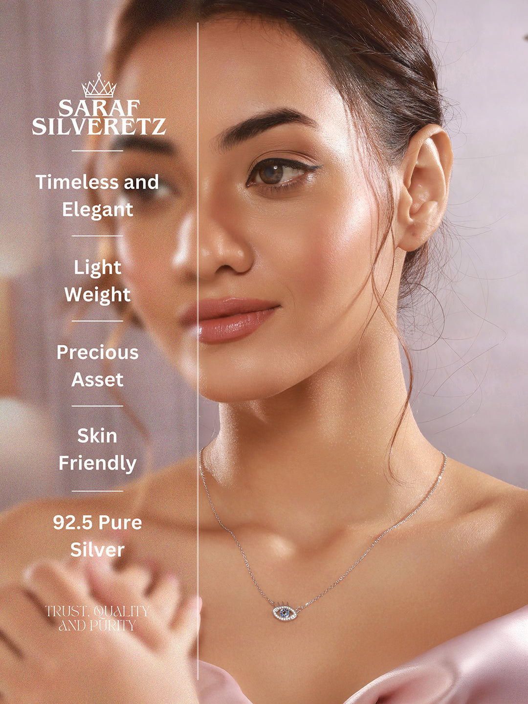 925 Sterling Silver Turkish Blue Evil Eye Pendant For Protection Necklace & Chain