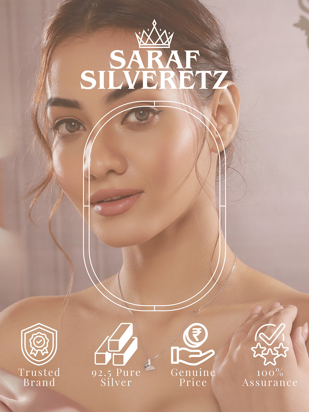 925 Sterling Silver Zircon Studded Butterfly Charm Pendant Necklace & Chain