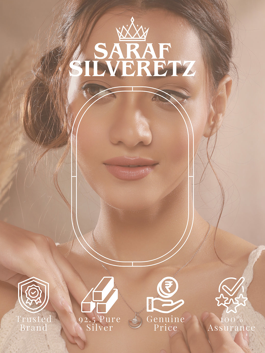 925 Sterling Silver Rhodium Plated Zircon Studded Saturn Cosmic Pendant Necklace & chain