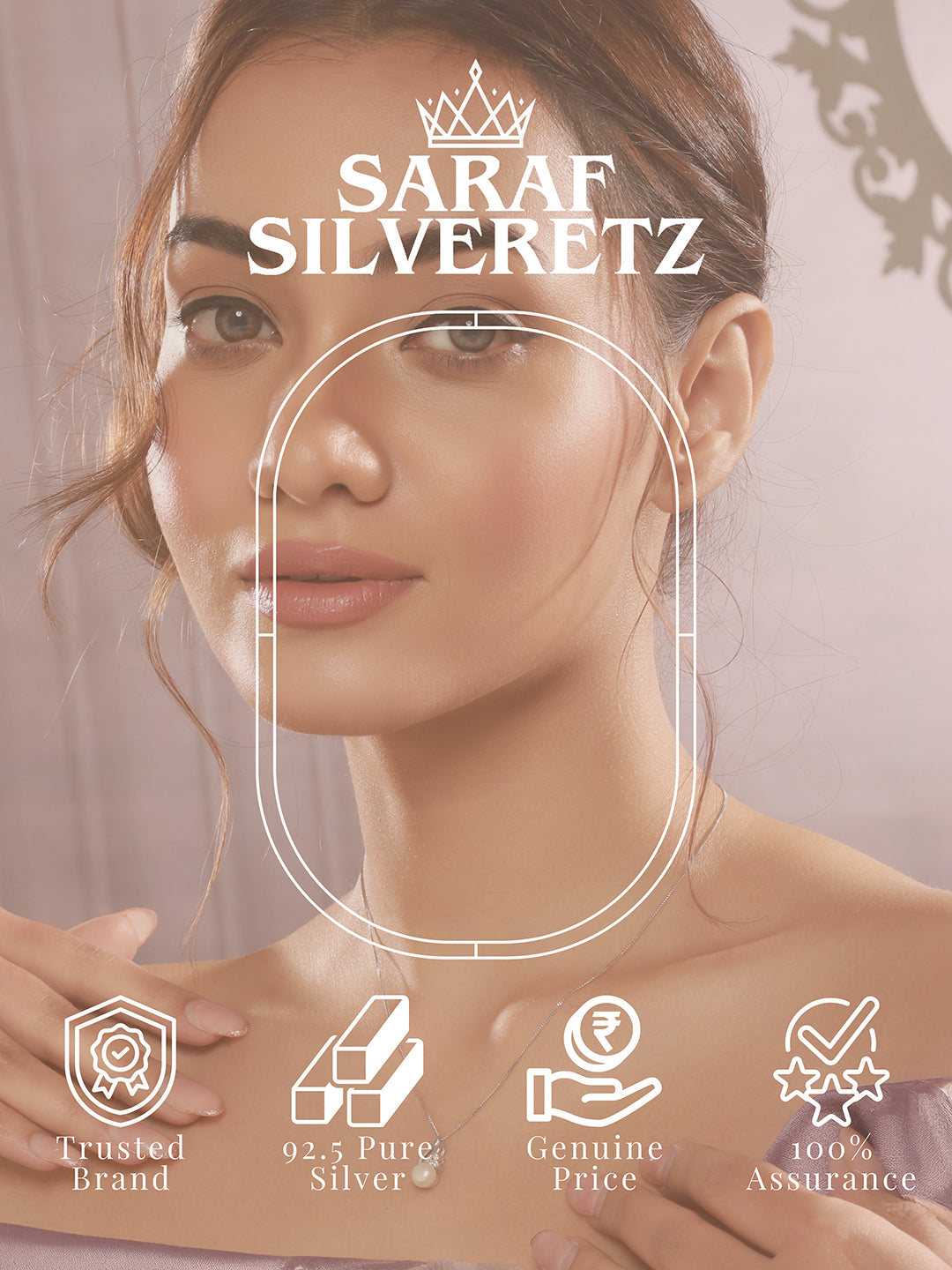 925 Sterling Silver Zircon & Pearl Embellished Delicate Pendant Neckalace & Chain