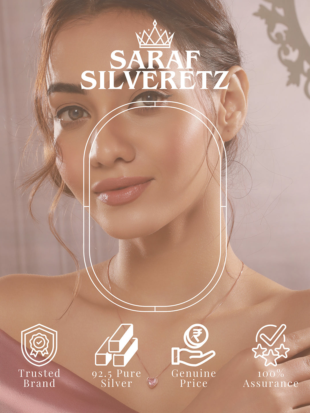 925 Sterling silver Rose Gold Plated Pink Halo Heart Love Pendant Necklace & Chain