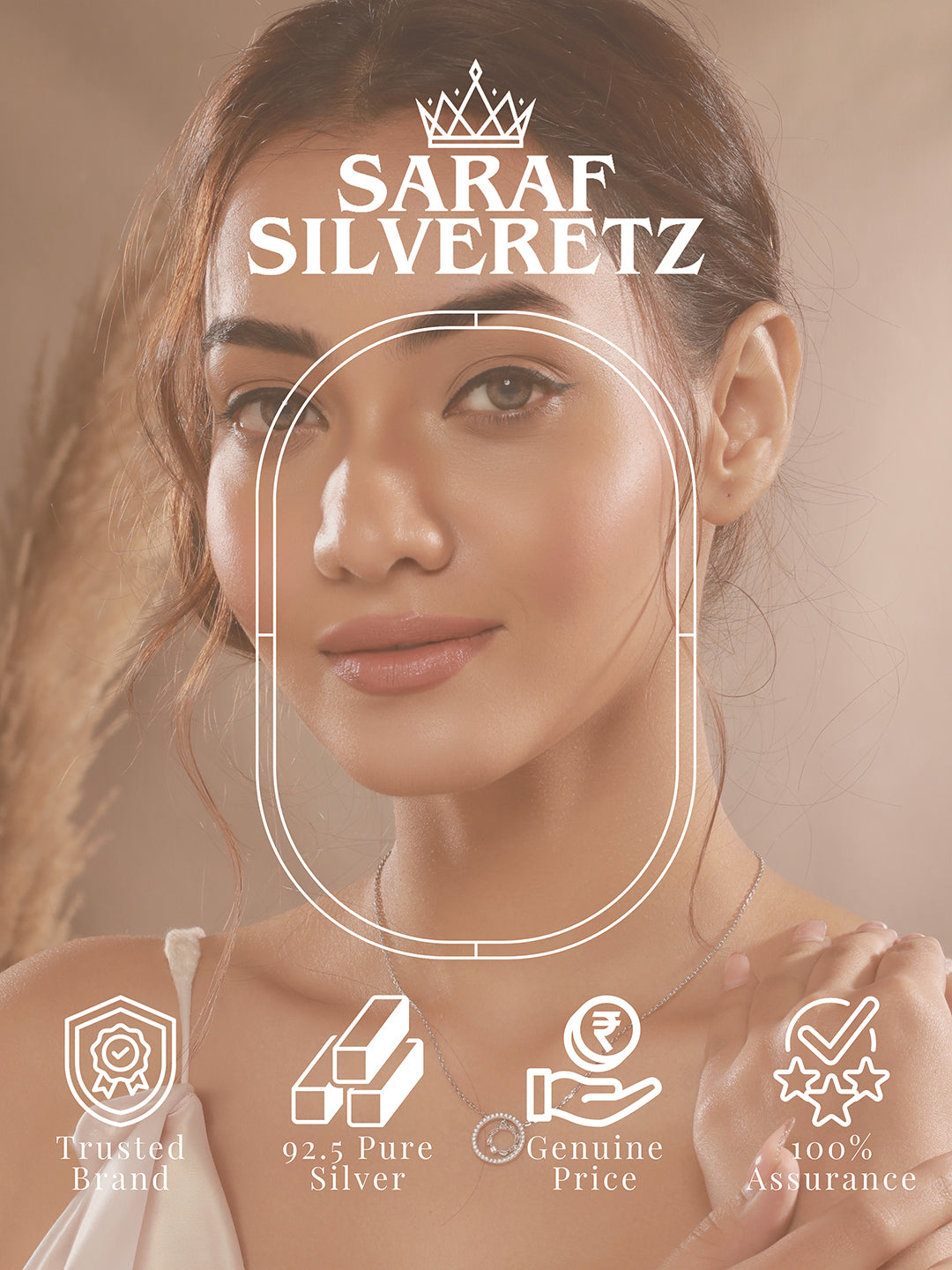 925 Sterling  Silver Rhodium Plated Crystals Studded  Halo Baguette Ring Necklace & Chain